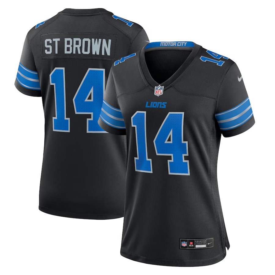 Women's Detroit Lions Amon-Ra St. Brown Nike Black 2nd Alternate Game Jersey - Puhuasuan