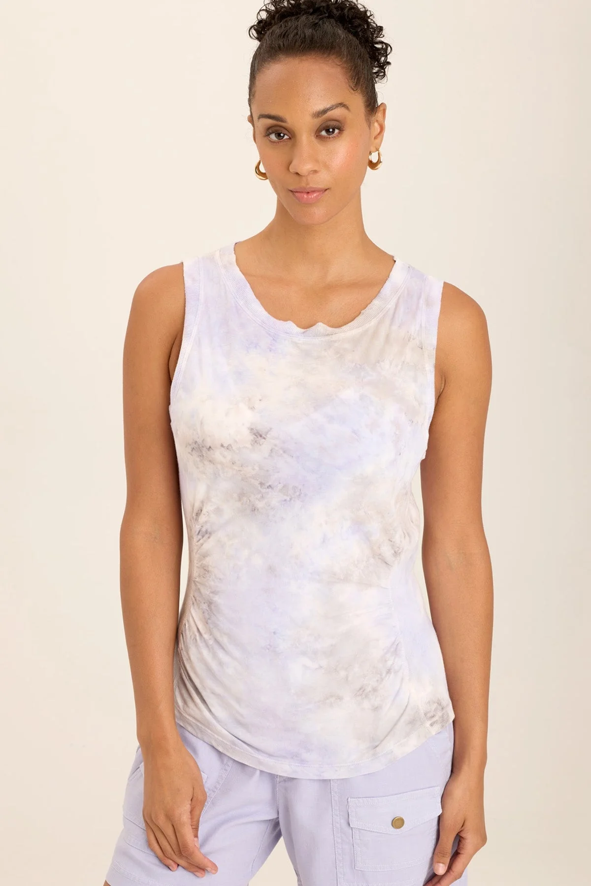 Rexel Jersey Rib Insert Shirred Tank - Puhuasuan