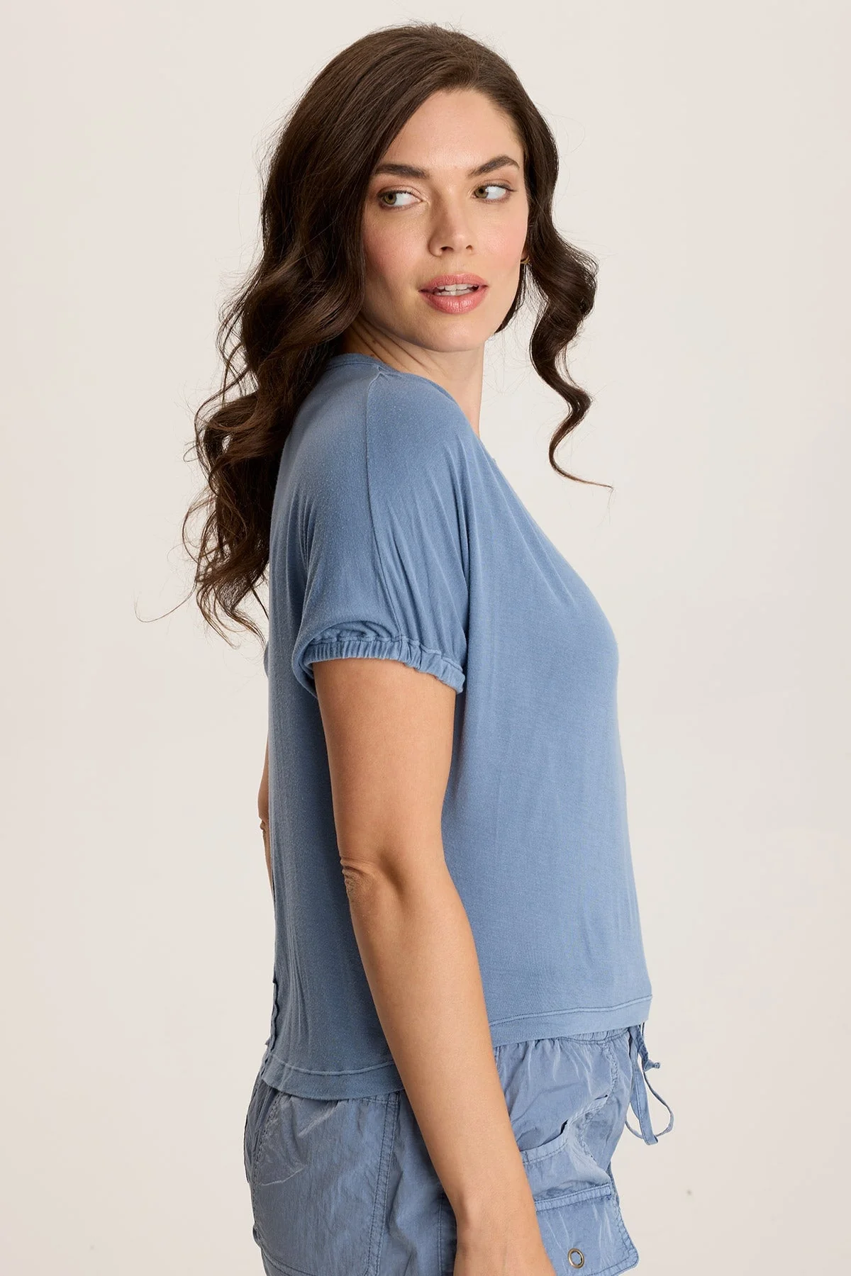 Valensi Soft Jersey Banded Sleeve Tee - Puhuasuan