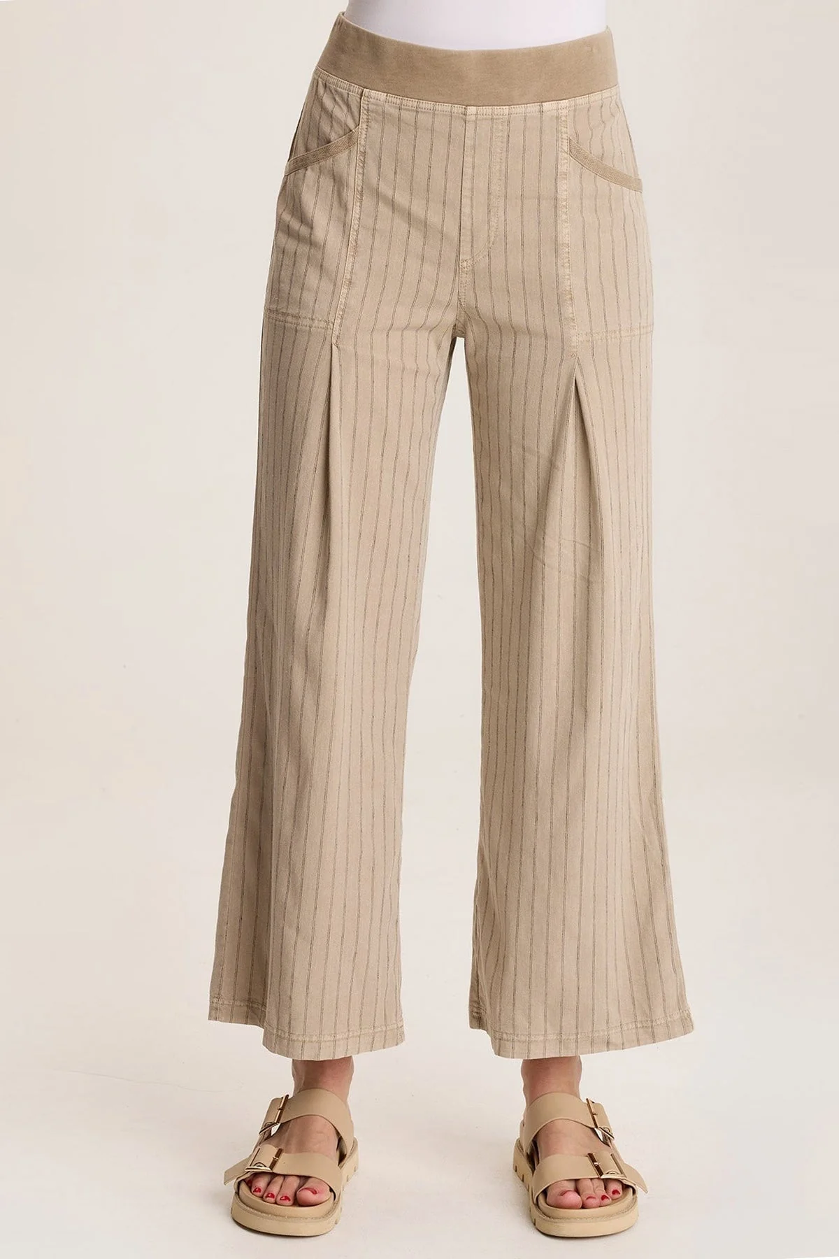 Laughlin Striped Linen Wide Leg Pant - Puhuasuan