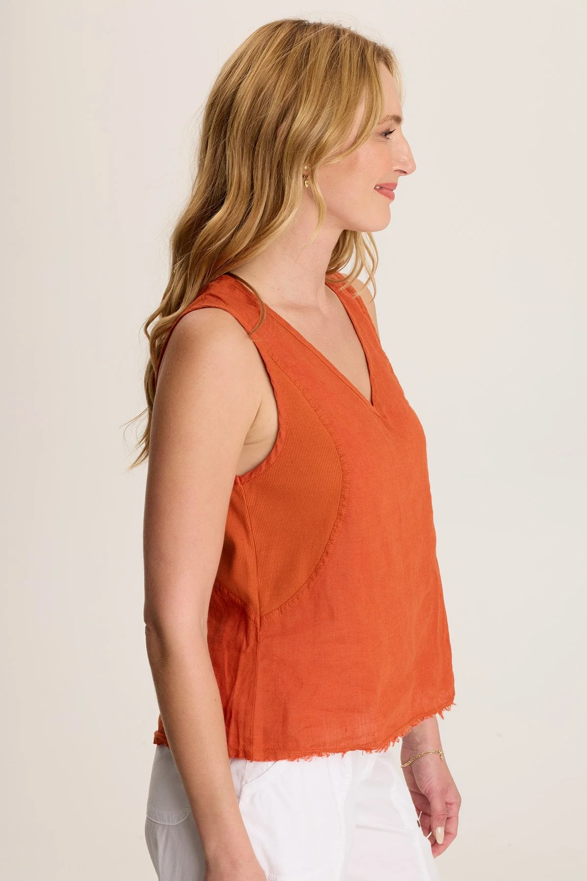 Estine Linen V-Neck Tank Top - Puhuasuan