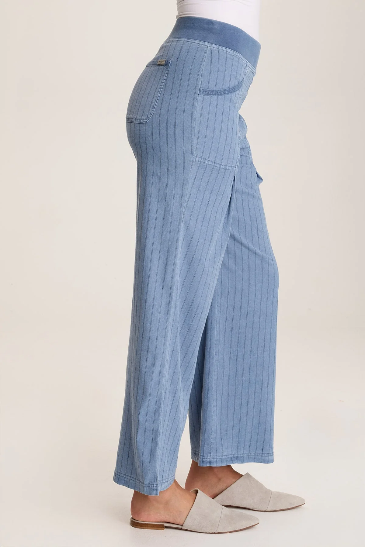 Laughlin Striped Linen Wide Leg Pant - Puhuasuan