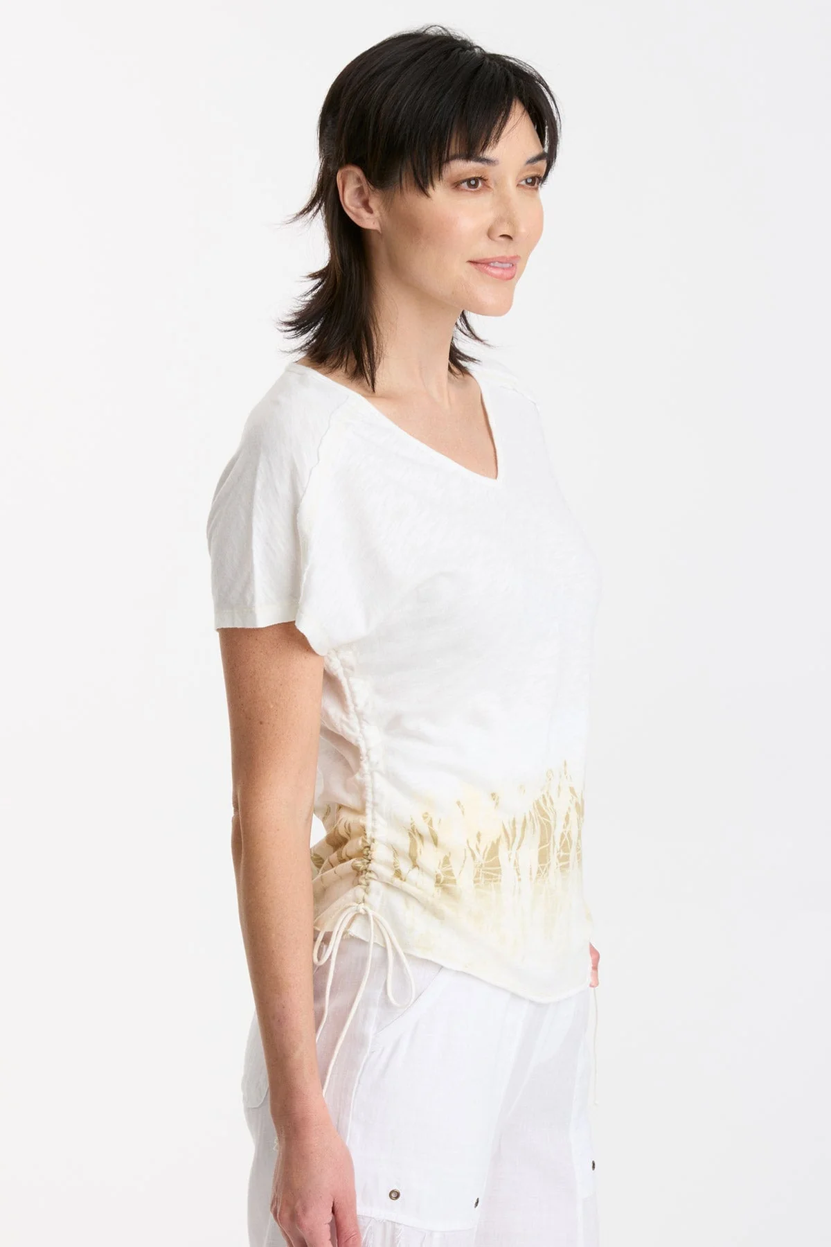 Diggory Cinched Cord V-Neck Jersey Tee - Puhuasuan