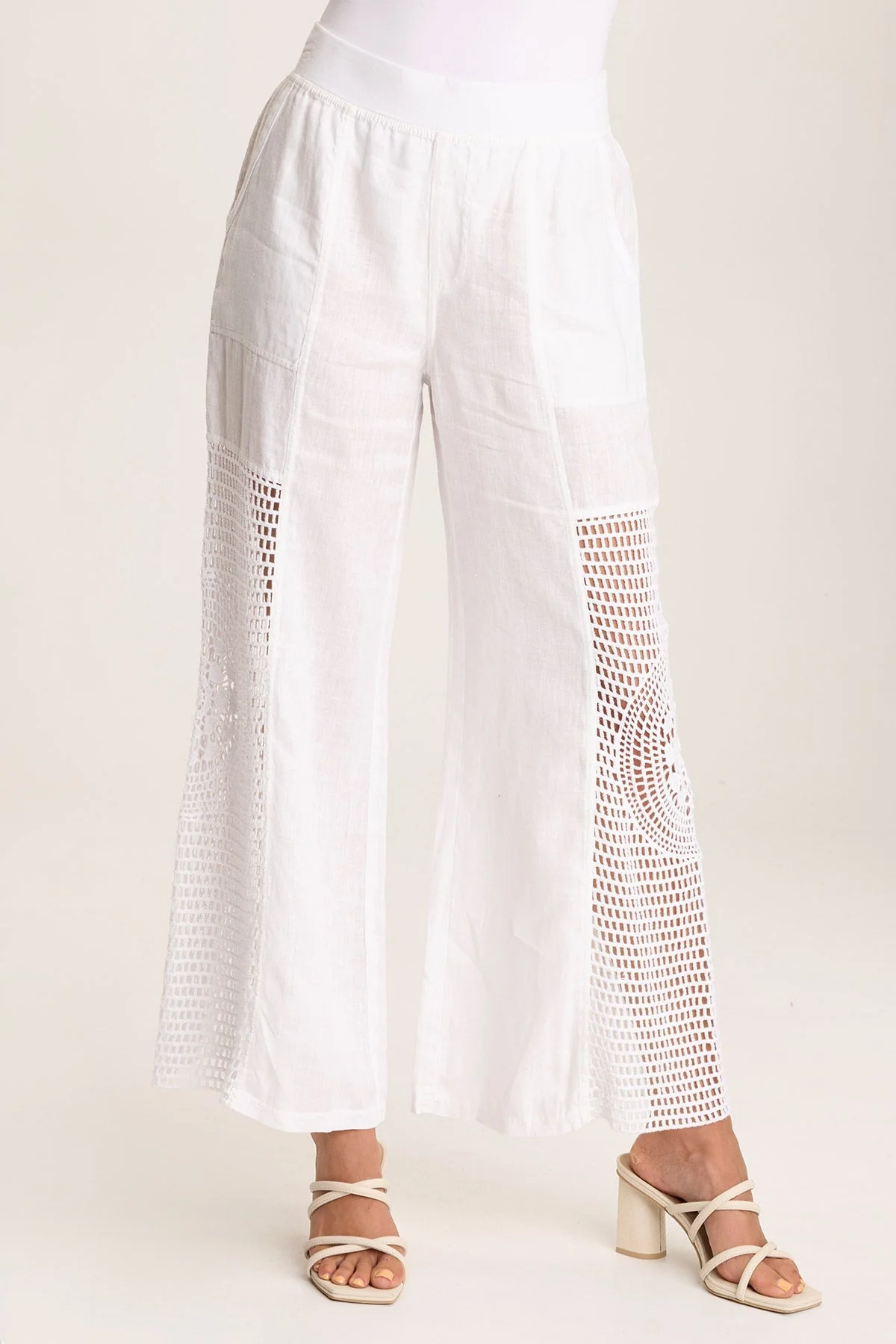 Tangent Linen/Crochet Wide Leg Pant - Puhuasuan