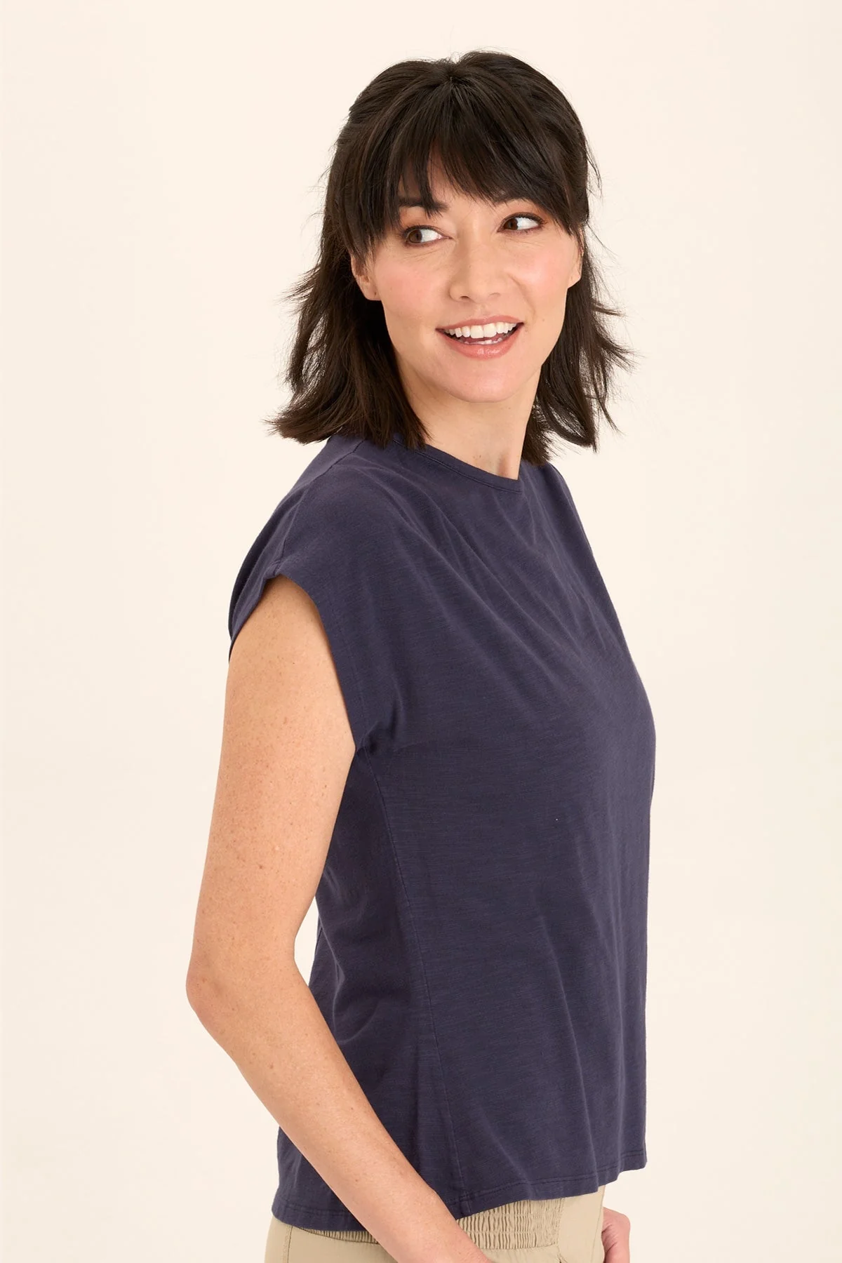 Arwen Soft Jersey Mock Neck Tee - Puhuasuan