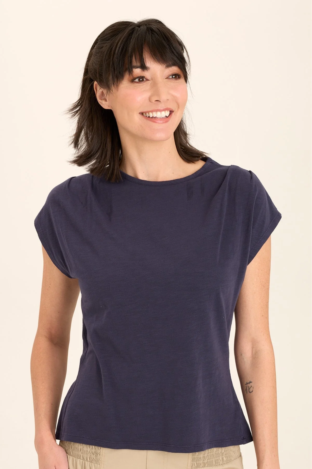 Arwen Soft Jersey Mock Neck Tee - Puhuasuan