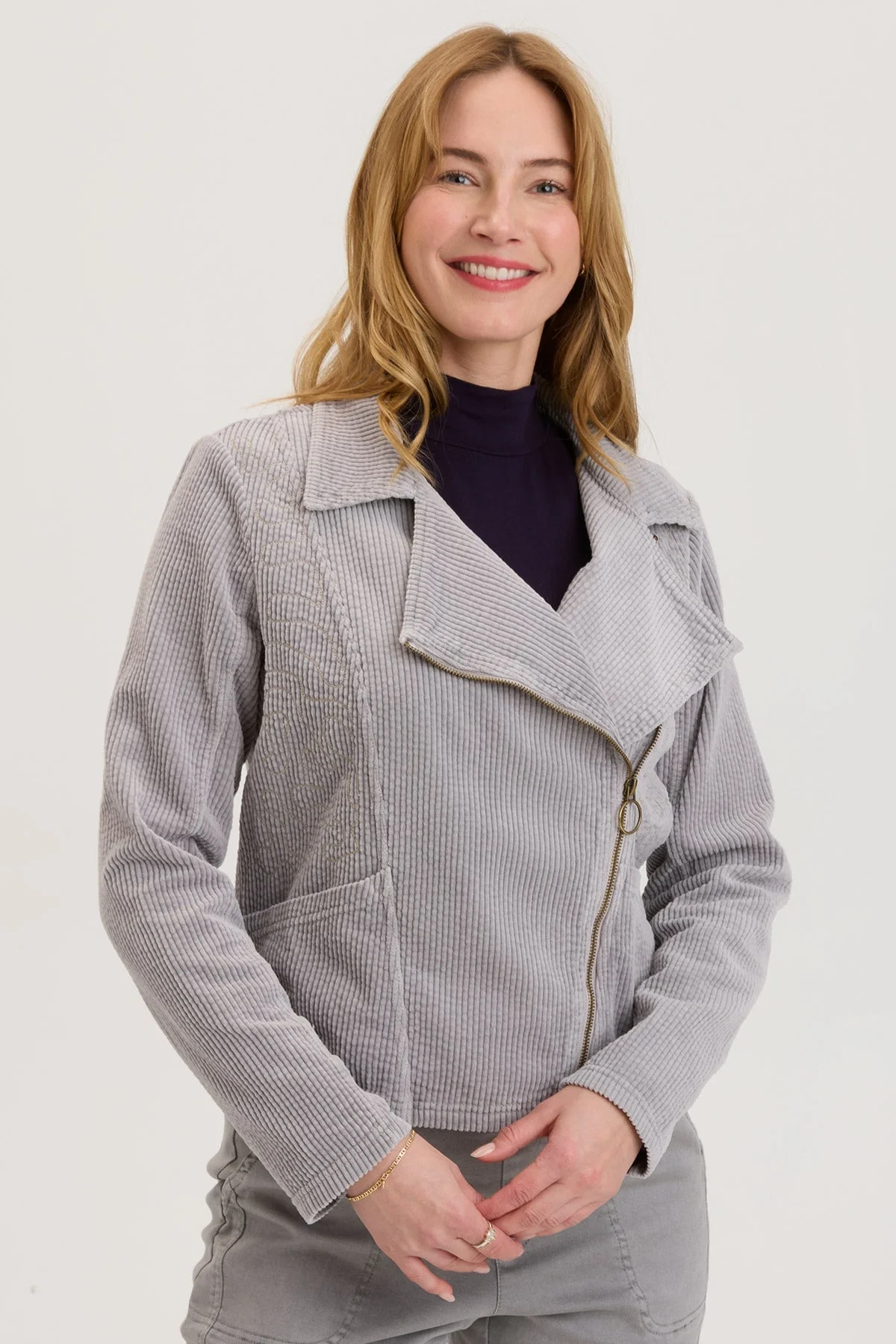 Voni Embroidered Moto Jacket - Puhuasuan