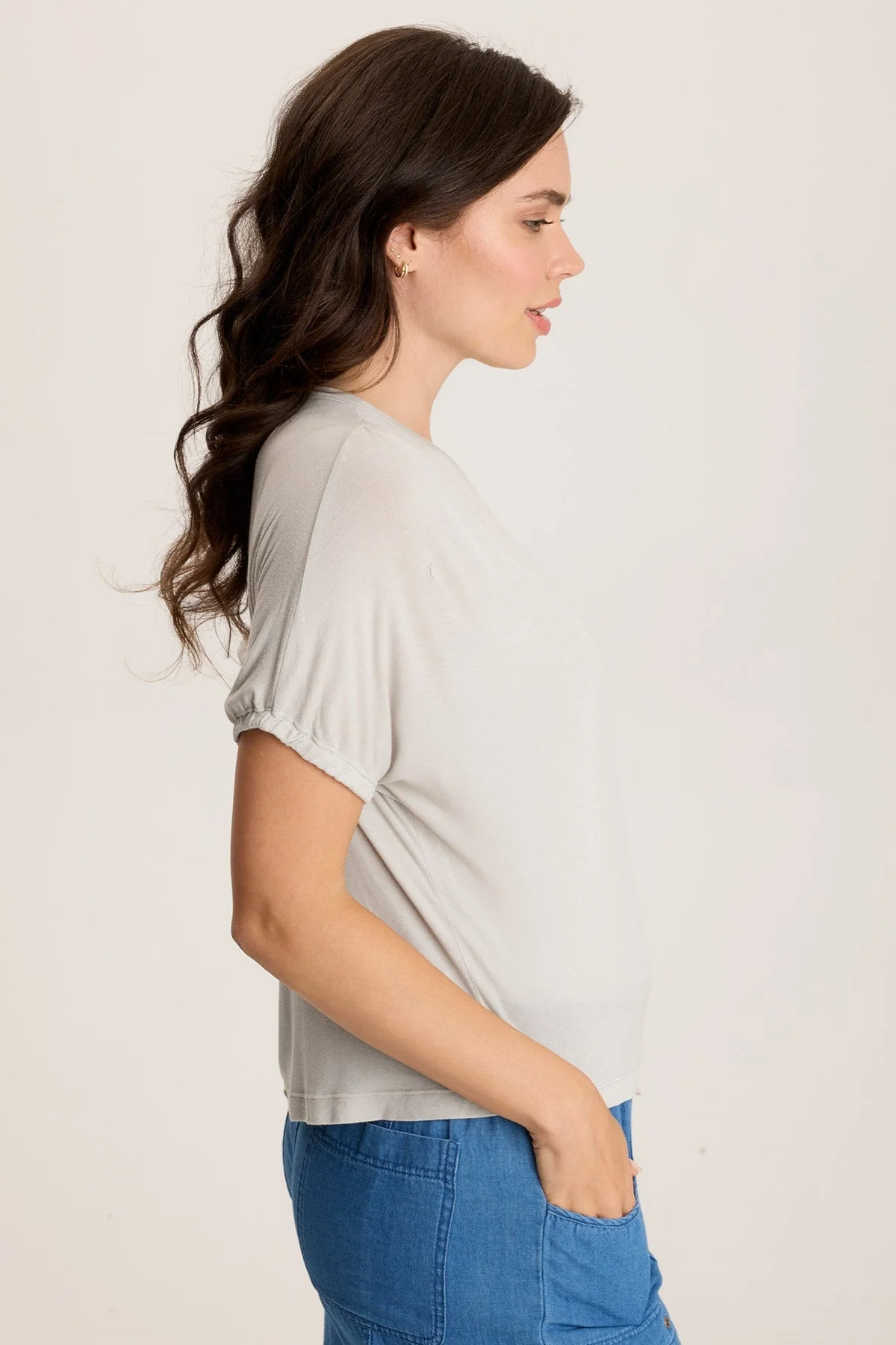 Valensi Soft Jersey Banded Sleeve Tee - Puhuasuan