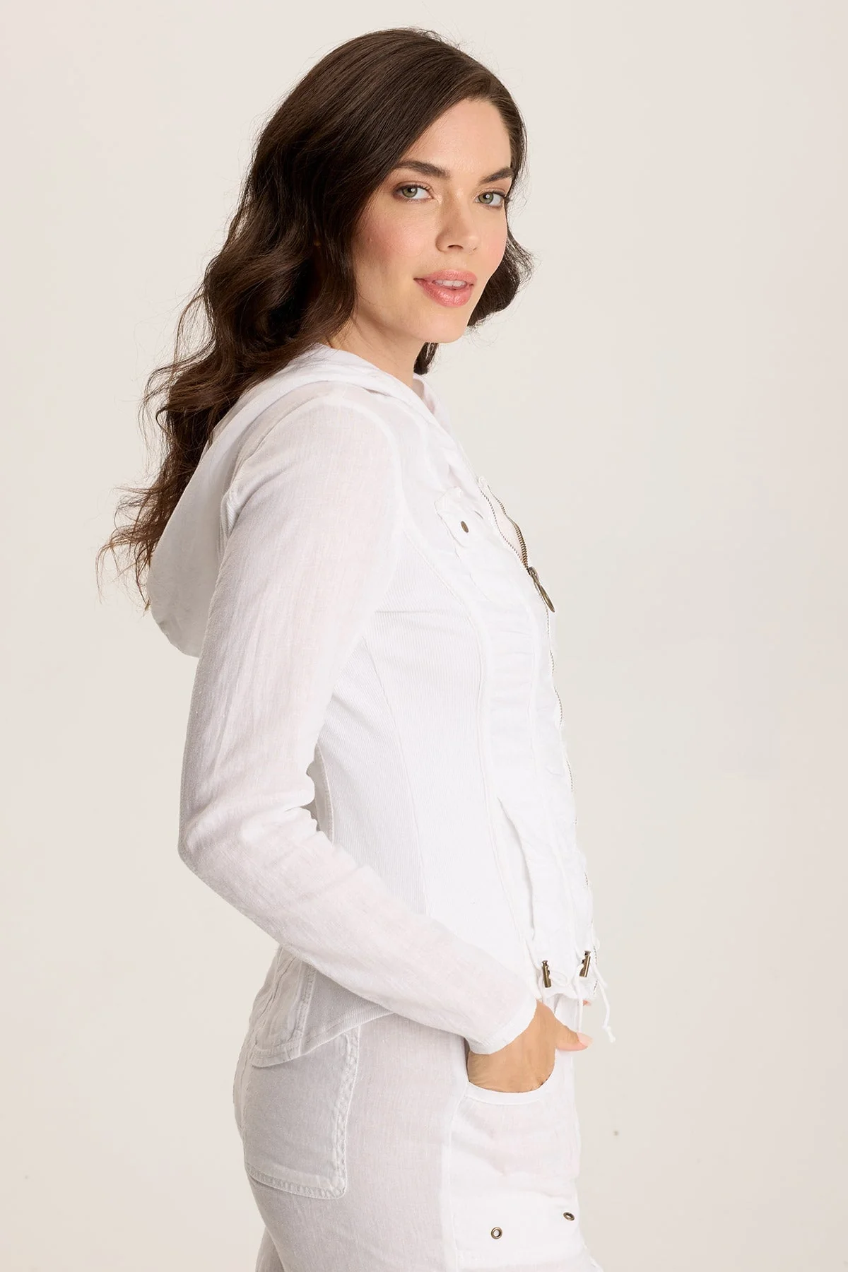 Balvino Linen Ruched Cord Jacket - Puhuasuan