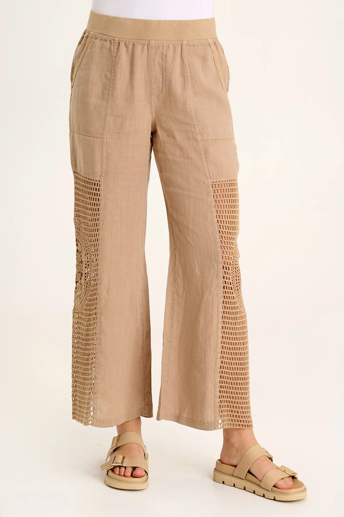 Tangent Linen/Crochet Wide Leg Pant - Puhuasuan