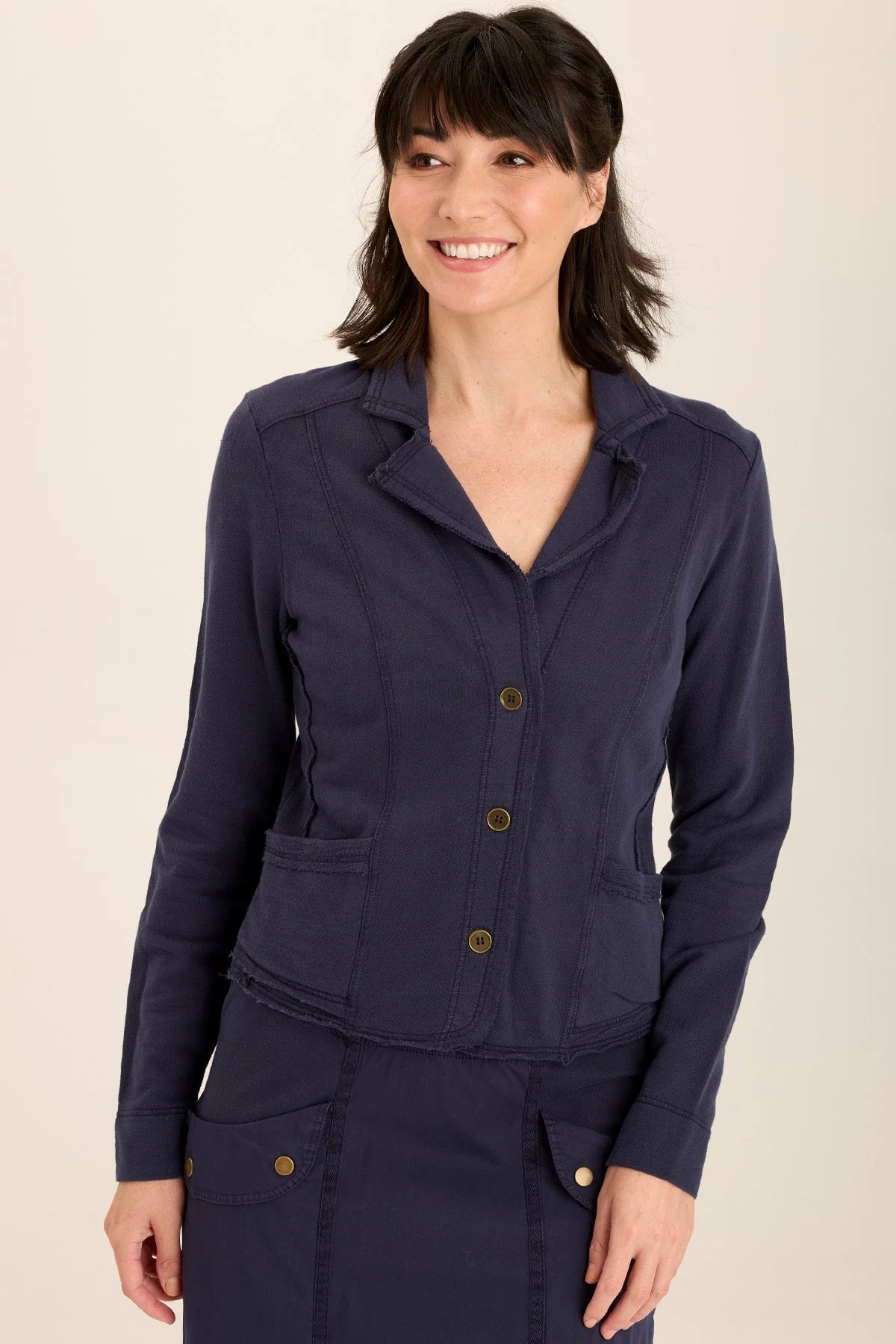 Damia Terry Three-Button Casual Blazer - Puhuasuan