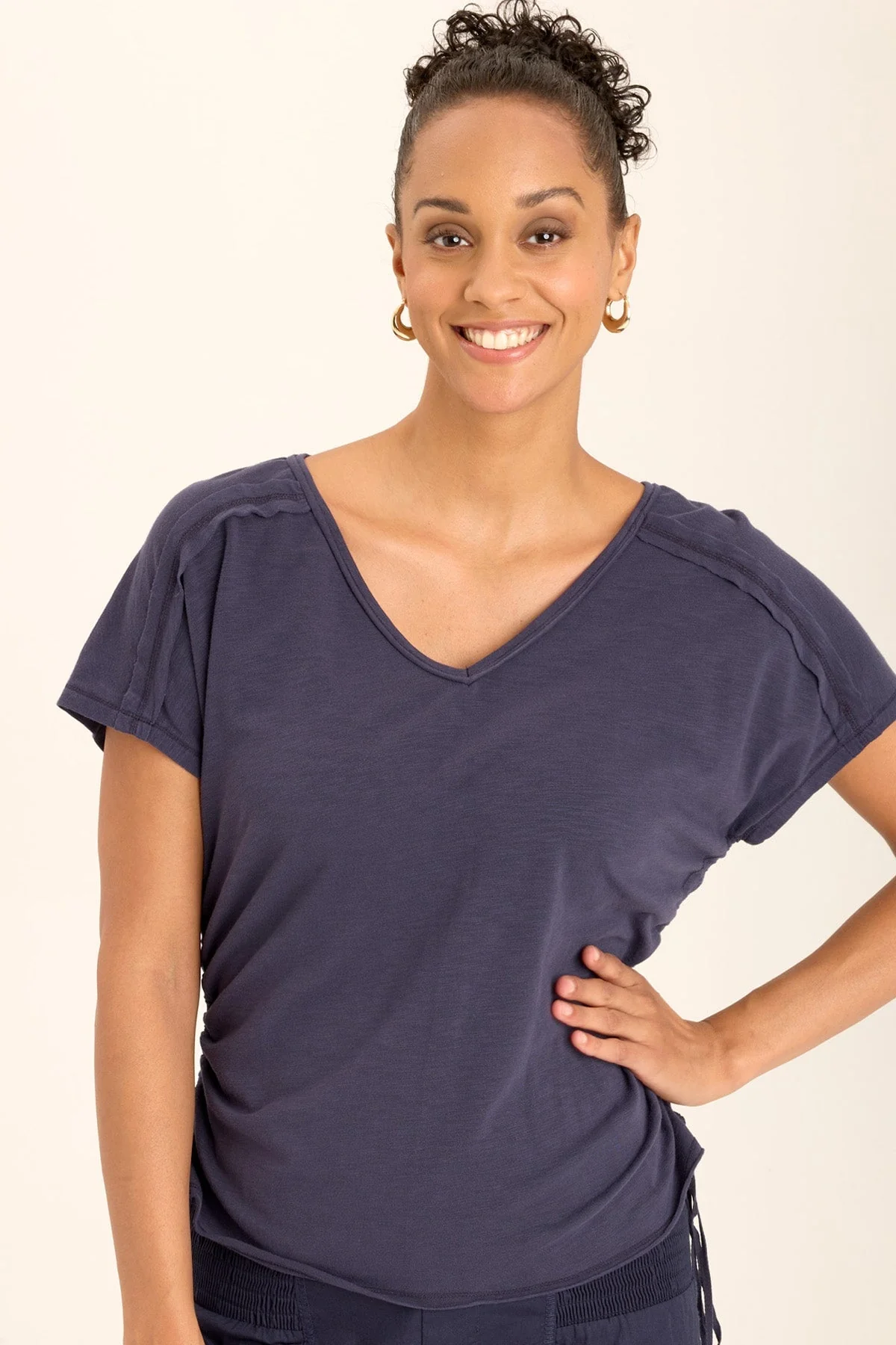 Diggory Cinched Cord V-Neck Jersey Tee - Puhuasuan