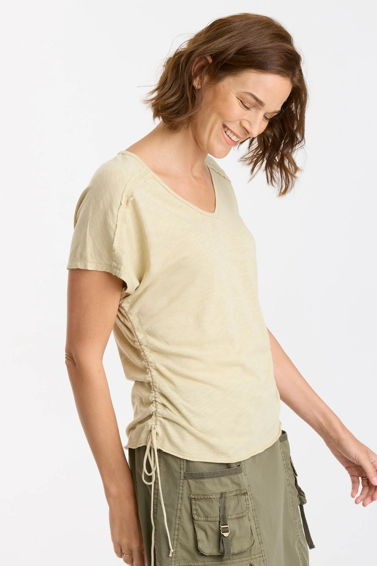 Diggory TeeDiggory Cinched Cord V-Neck Jersey Tee - Puhuasuan