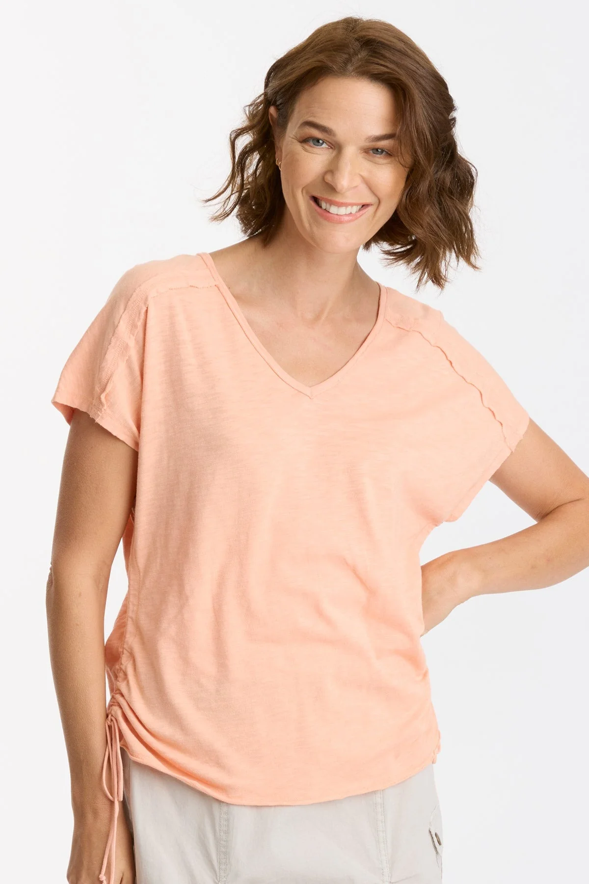 Diggory Cinched Cord V-Neck Jersey Tee - Puhuasuan
