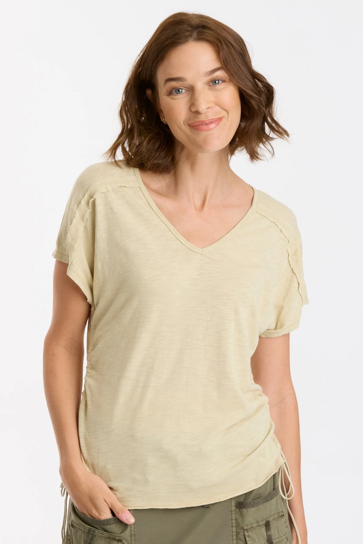 Diggory TeeDiggory Cinched Cord V-Neck Jersey Tee - Puhuasuan
