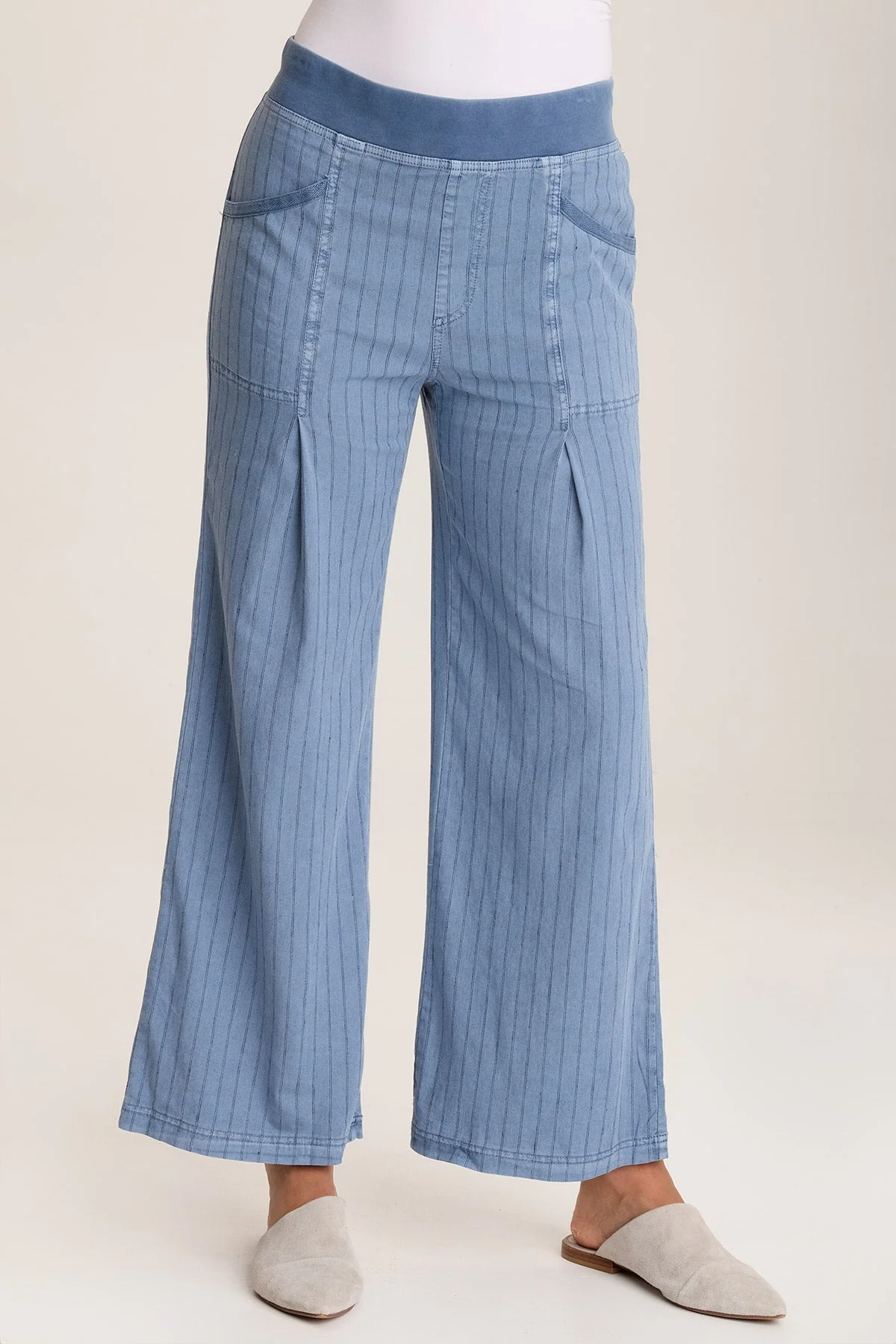 Laughlin Striped Linen Wide Leg Pant - Puhuasuan