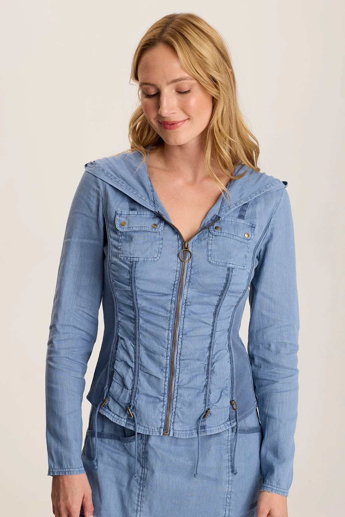 Balvino Linen Ruched Cord Jacket - Puhuasuan