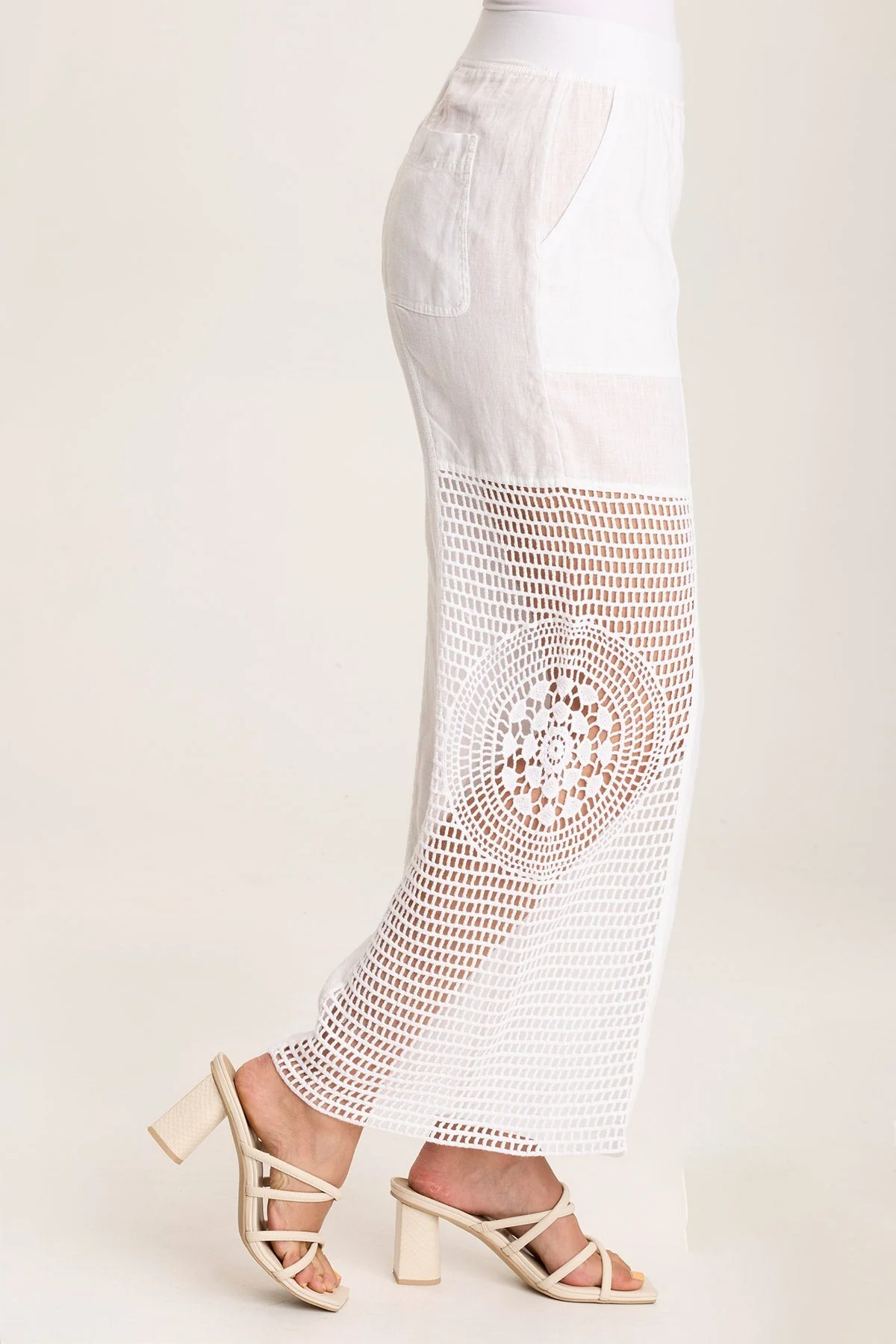 Tangent Linen/Crochet Wide Leg Pant - Puhuasuan