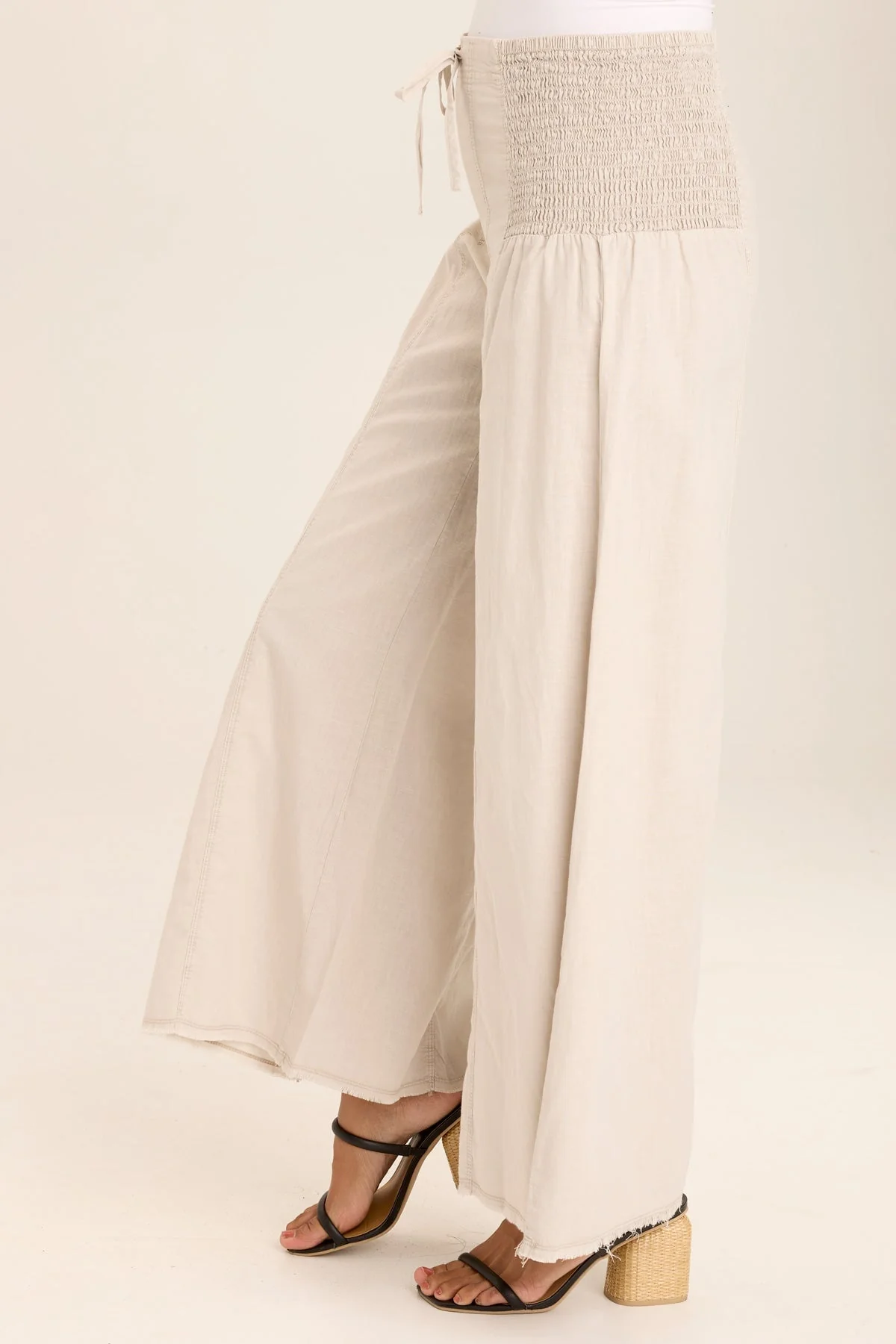 Kaj Wide Leg Cotton Linen Flare Pant - Puhuasuan