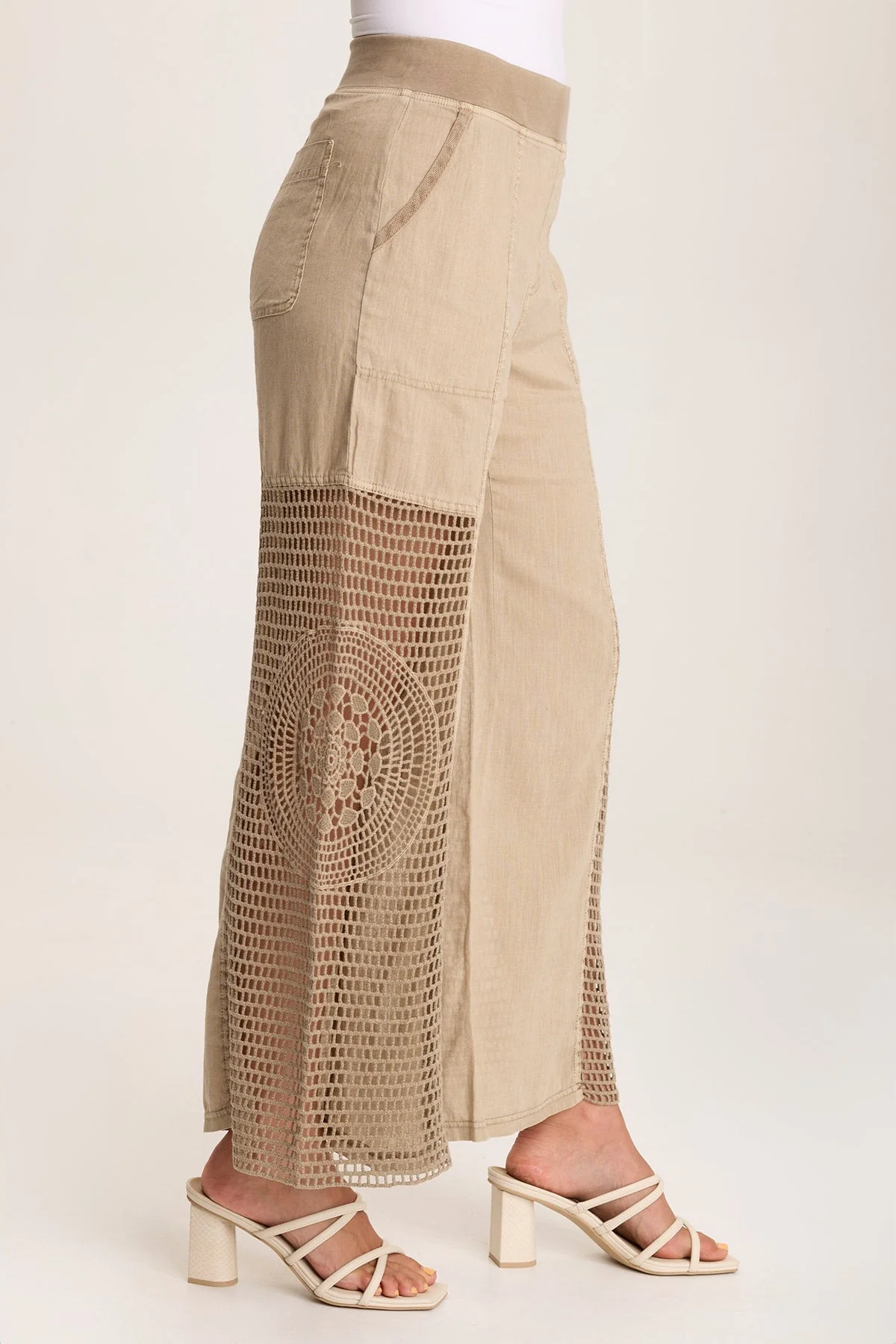 Tangent Linen/Crochet Wide Leg Pant - Puhuasuan