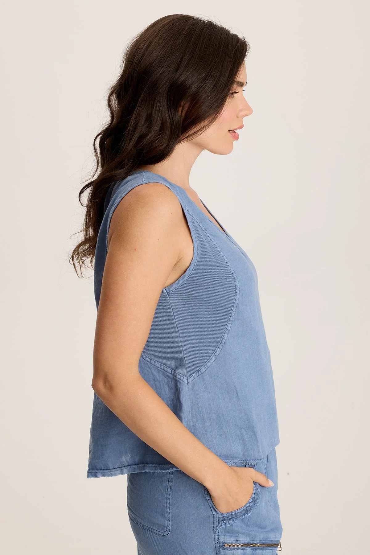 Estine Linen V-Neck Tank Top - Puhuasuan