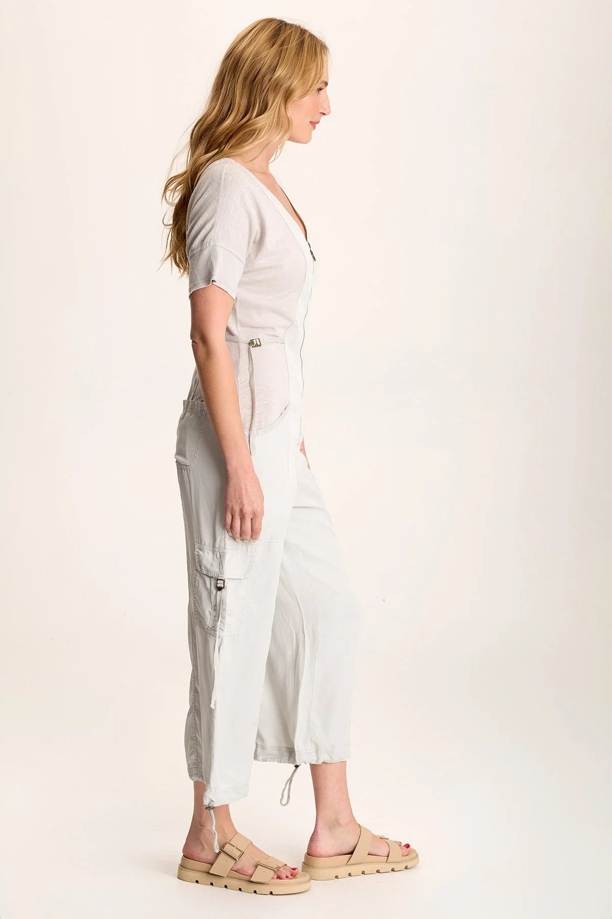 Naveen Short Sleeve Twill Banded Jumpsuit - Puhuasuan