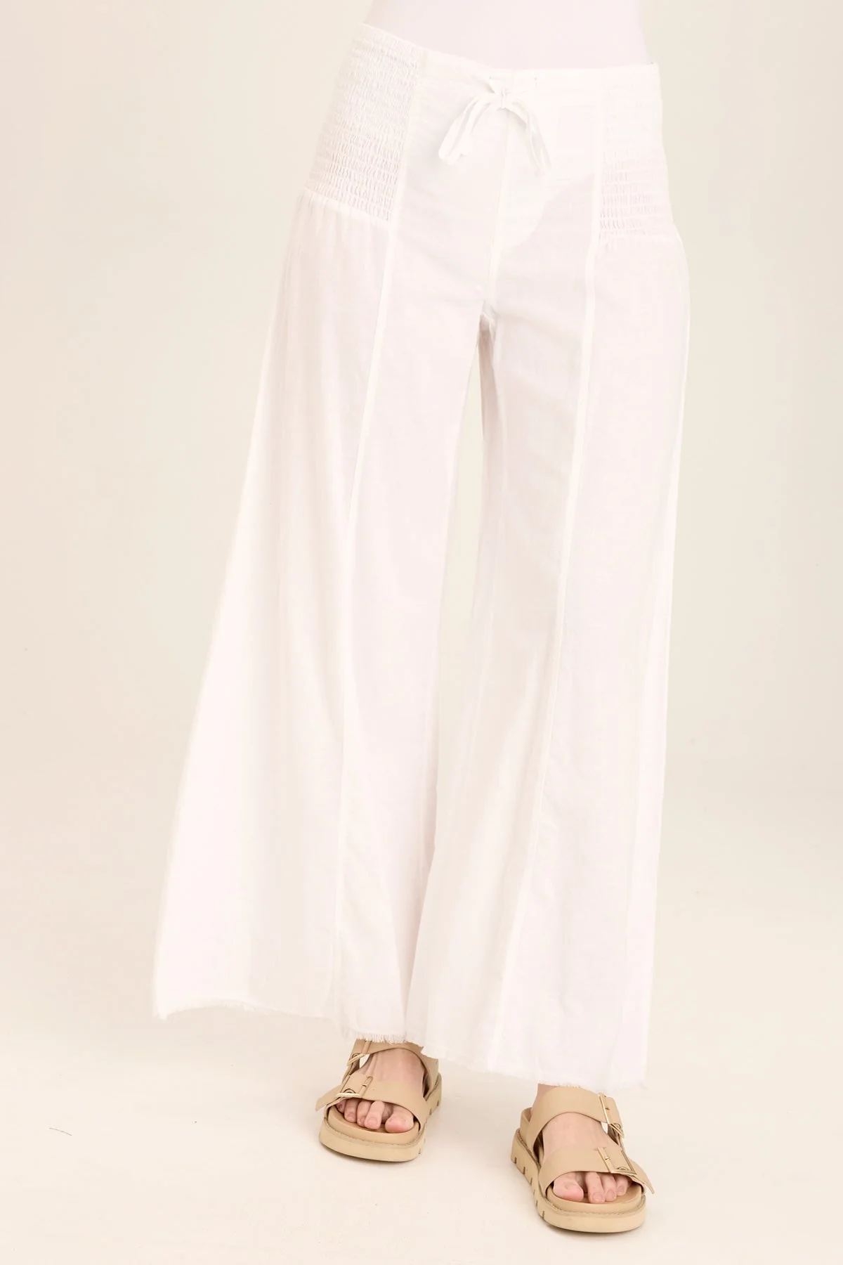 Kaj Wide Leg Cotton Linen Flare Pant - Puhuasuan