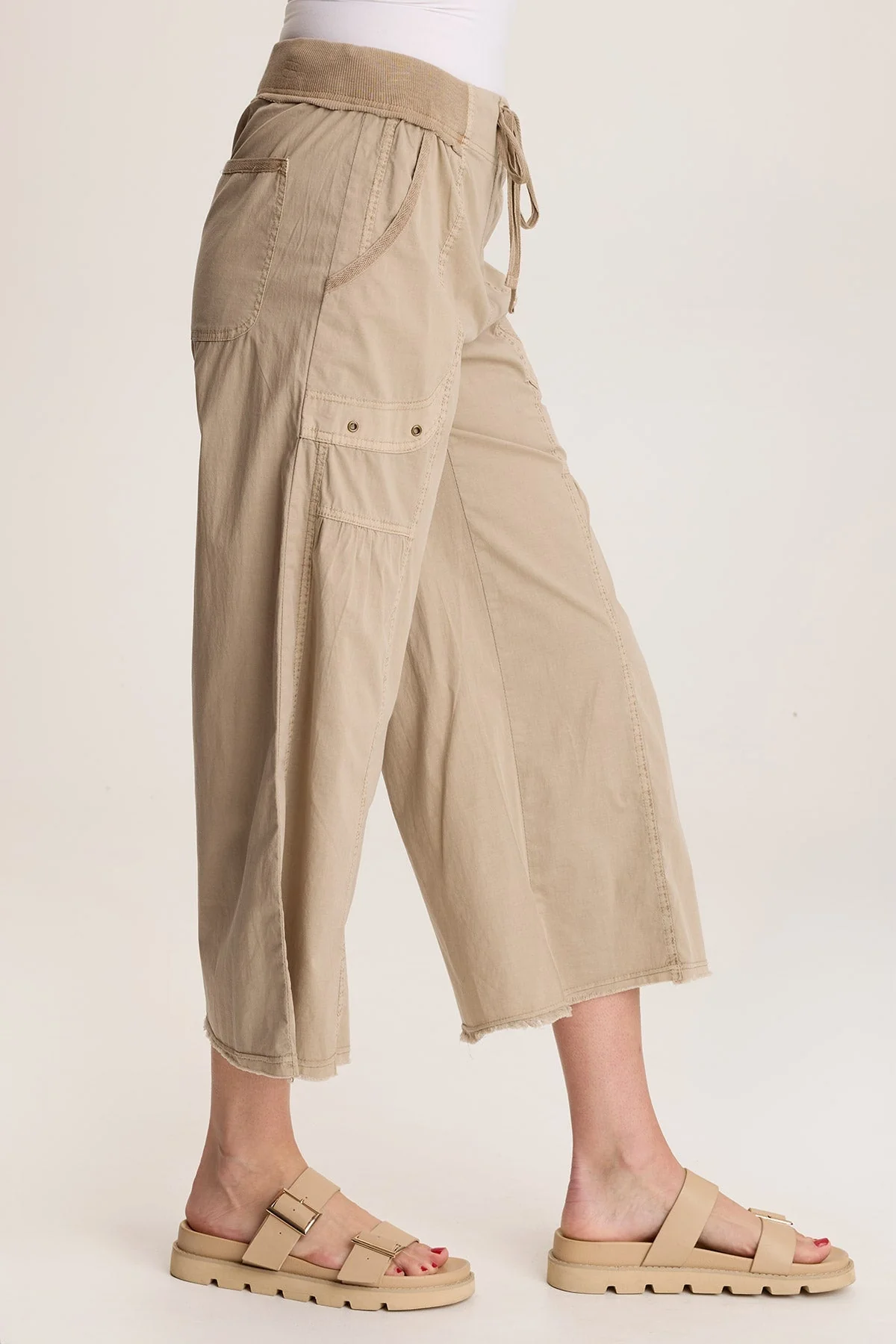 Seaver Poplin Wide Leg Crop Pant - Puhuasuan