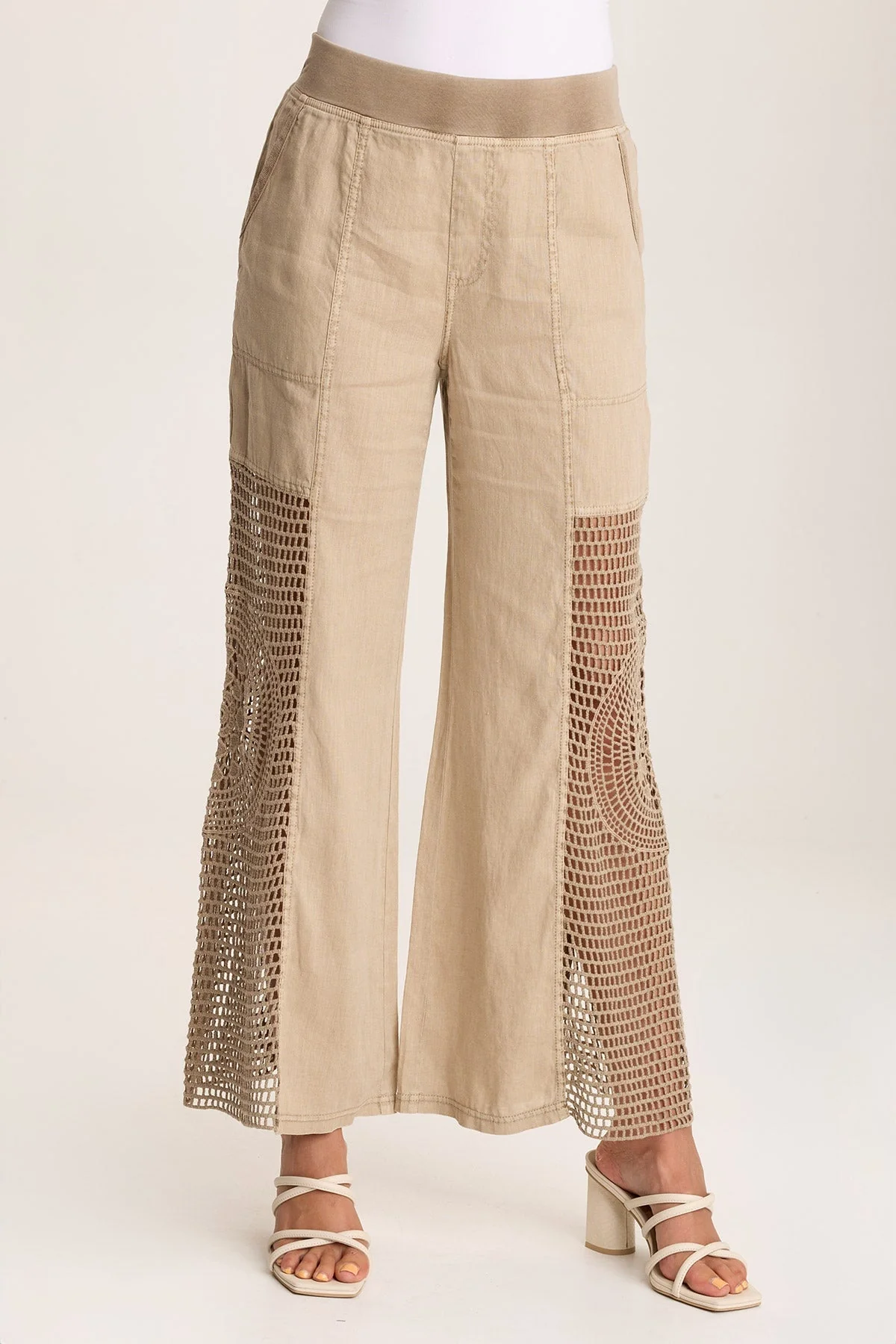 Tangent Linen/Crochet Wide Leg Pant - Puhuasuan