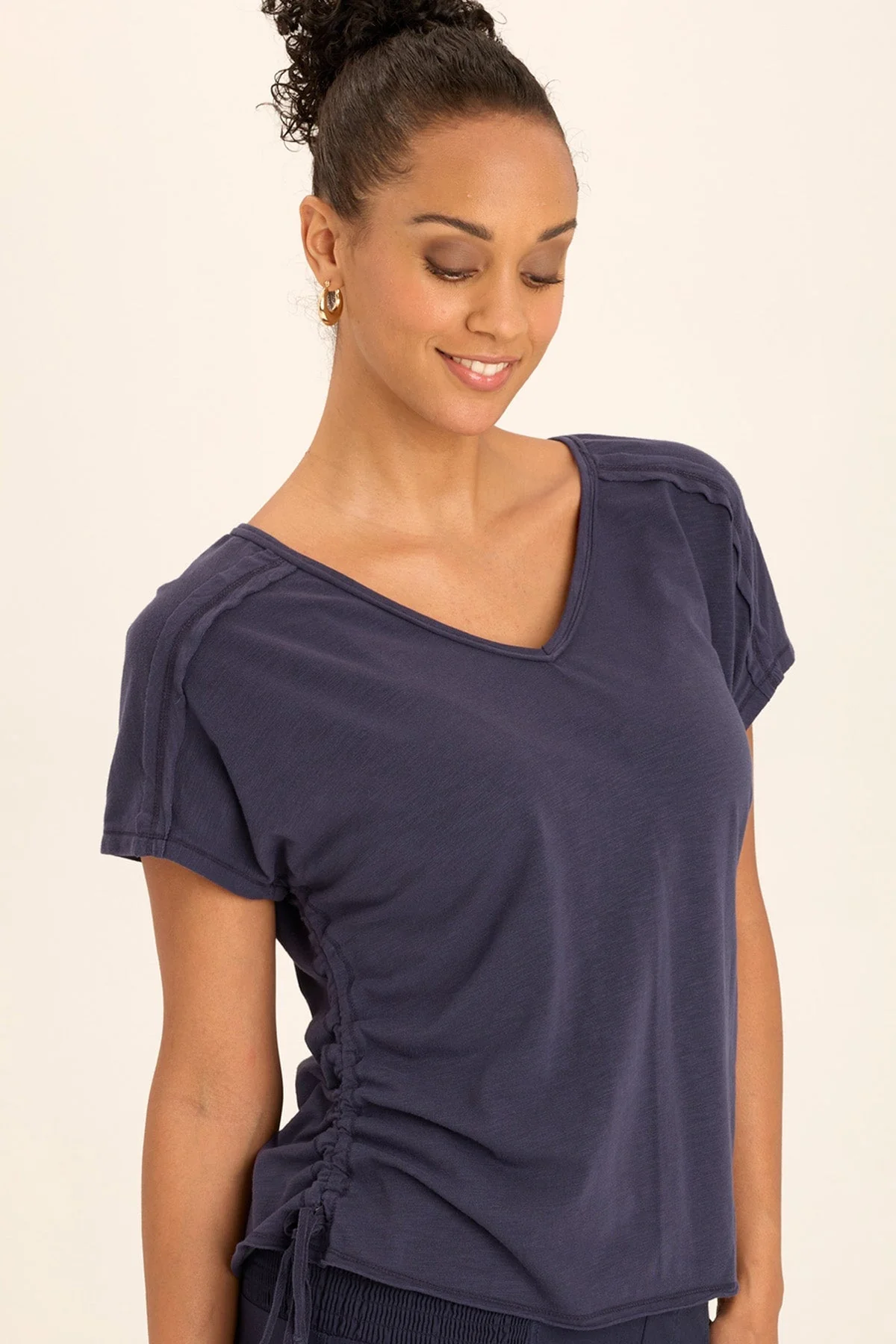 Diggory Cinched Cord V-Neck Jersey Tee - Puhuasuan