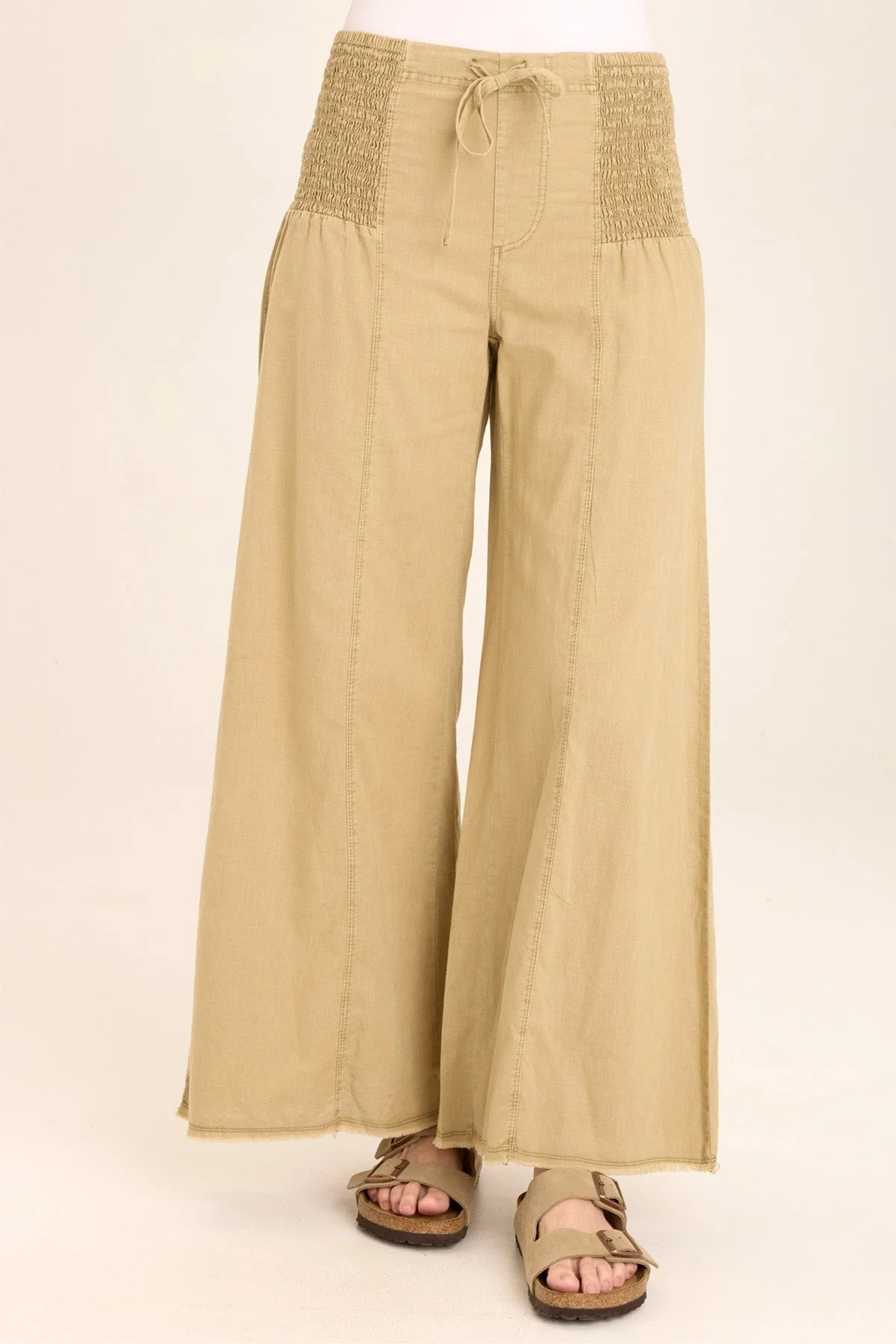 Kaj Wide Leg Cotton Linen Flare Pant - Puhuasuan