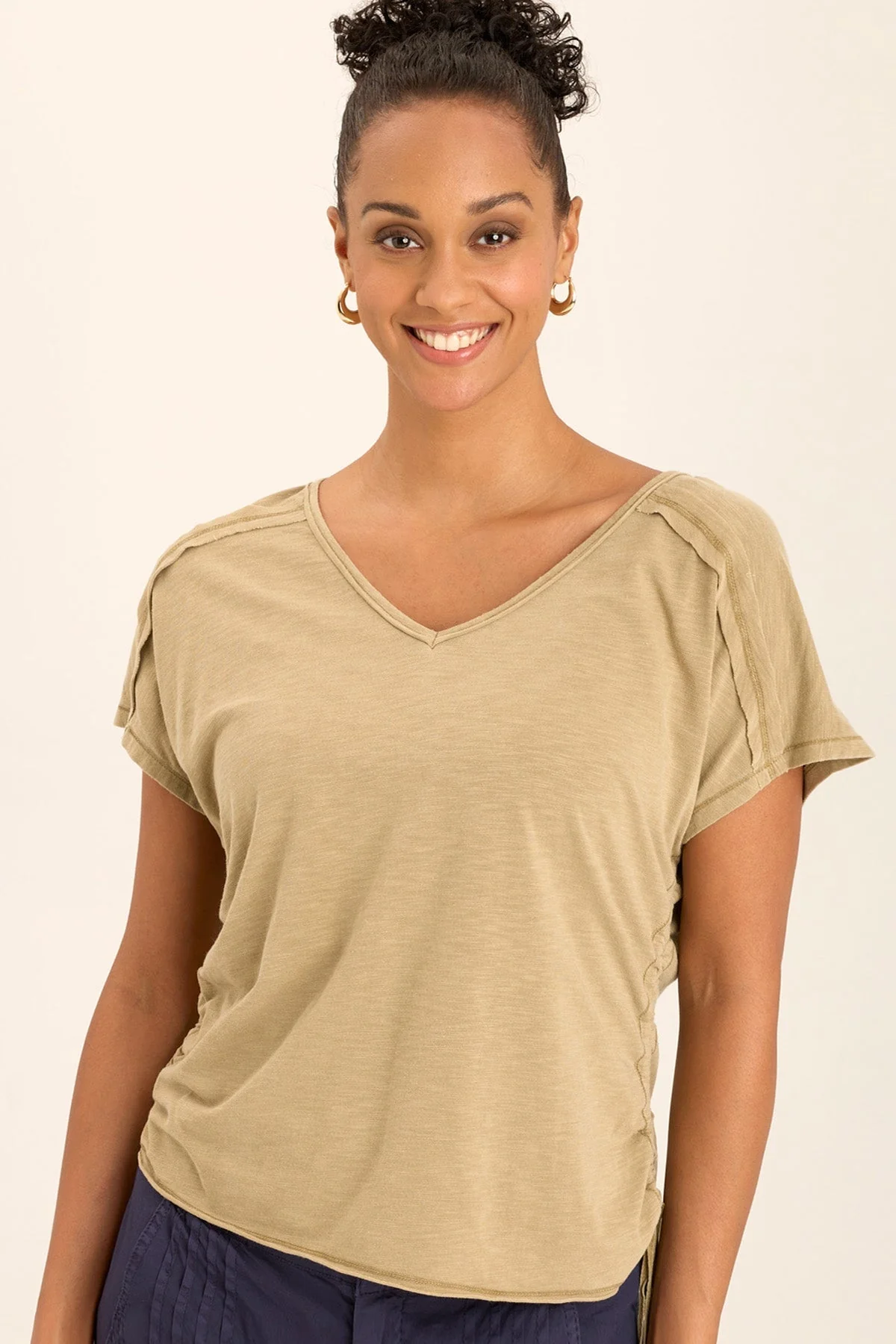 Diggory Cinched Cord V-Neck Jersey Tee - Puhuasuan