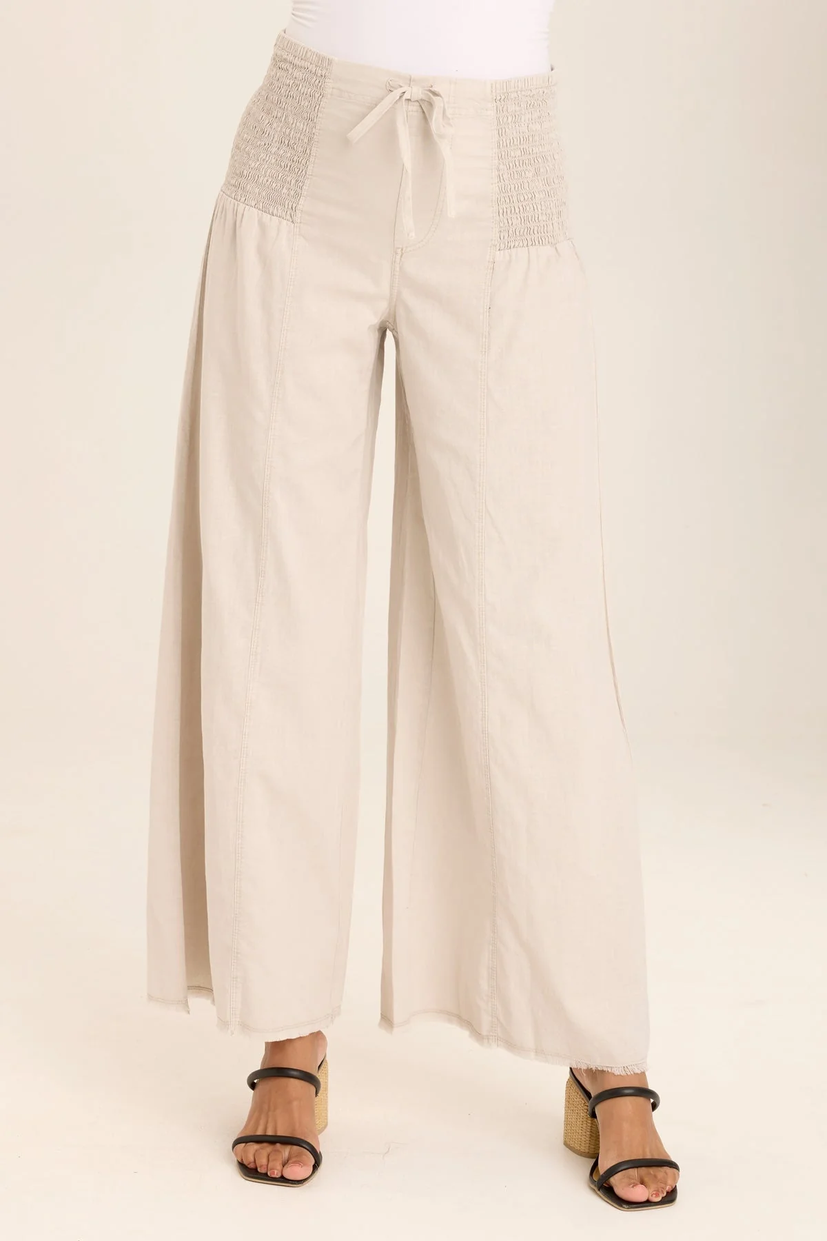 Kaj Wide Leg Cotton Linen Flare Pant - Puhuasuan