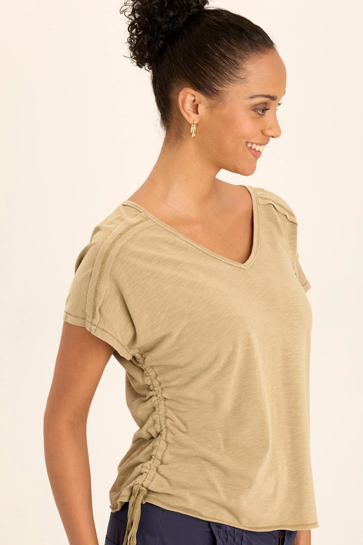 Diggory Cinched Cord V-Neck Jersey Tee - Puhuasuan