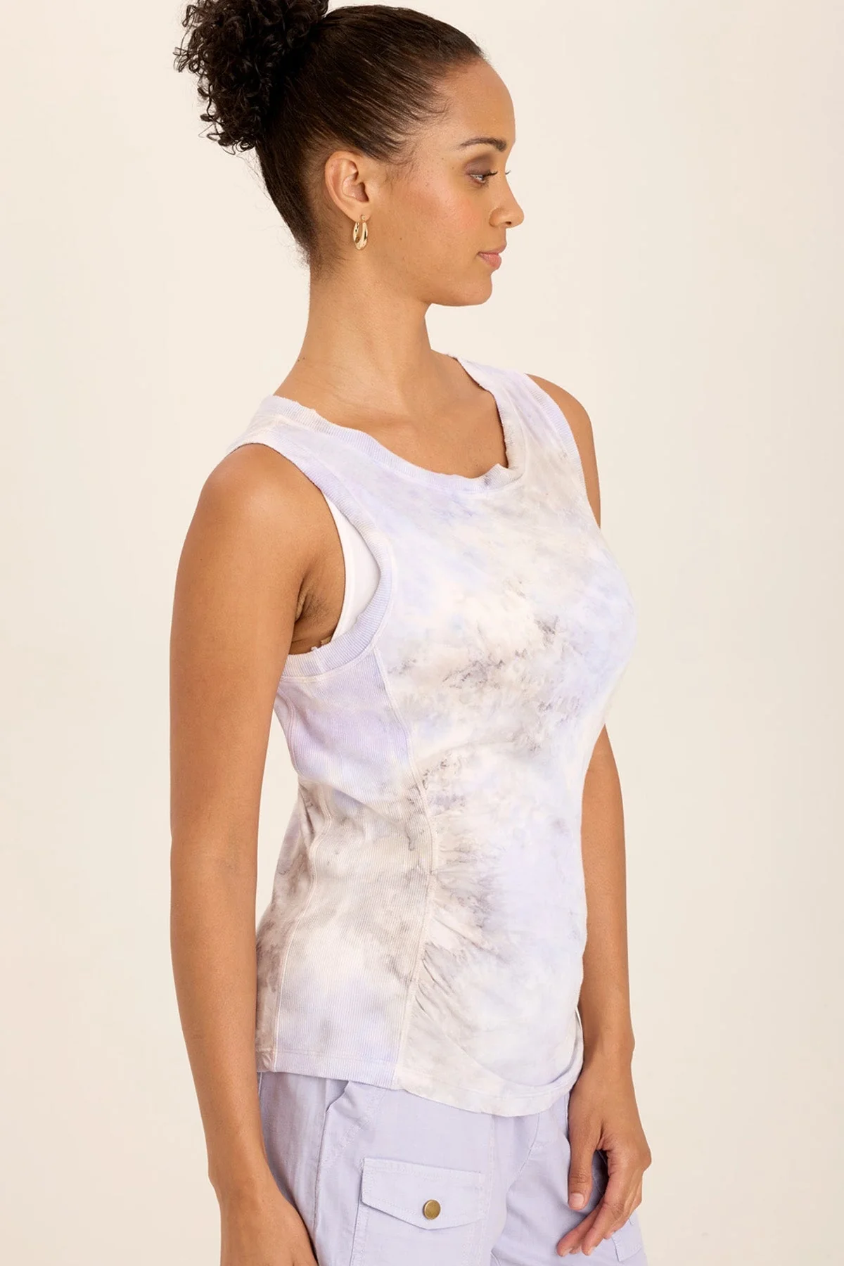 Rexel Jersey Rib Insert Shirred Tank - Puhuasuan