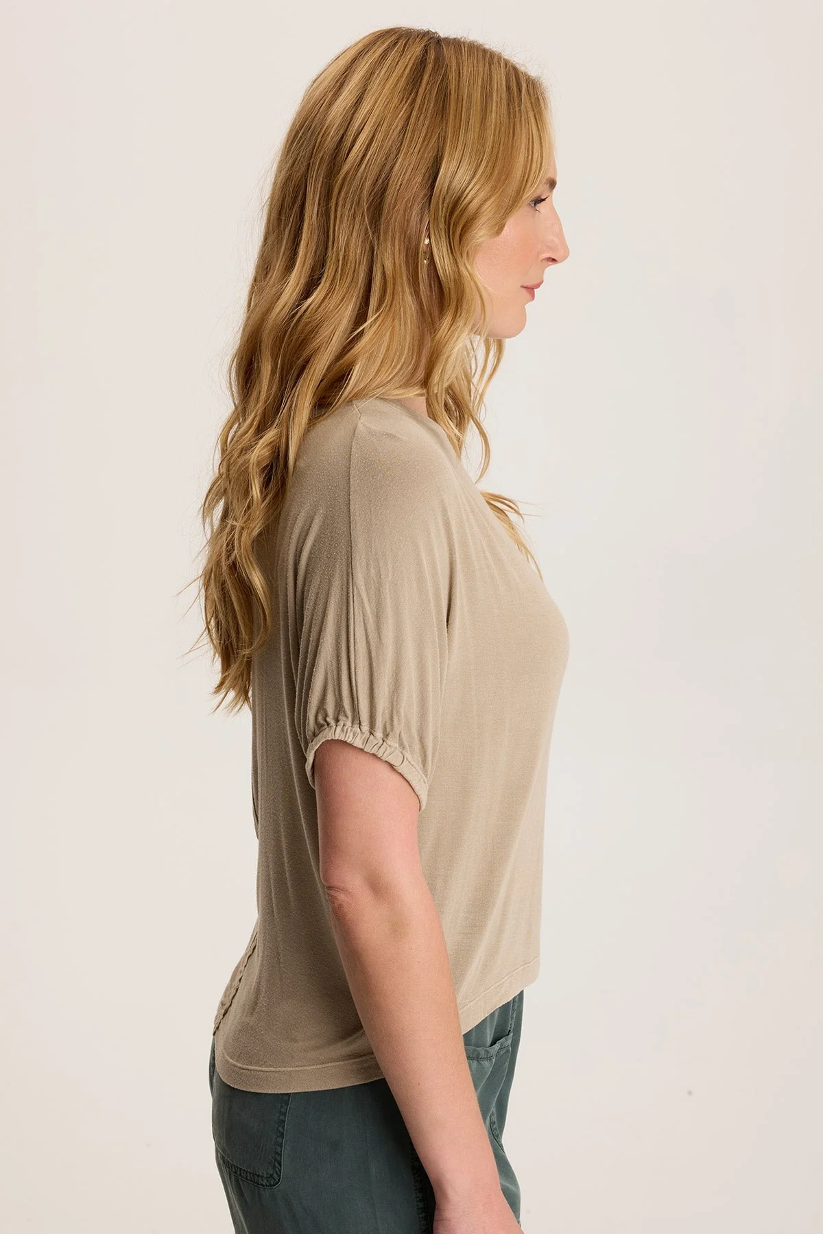 Valensi Soft Jersey Banded Sleeve Tee - Puhuasuan