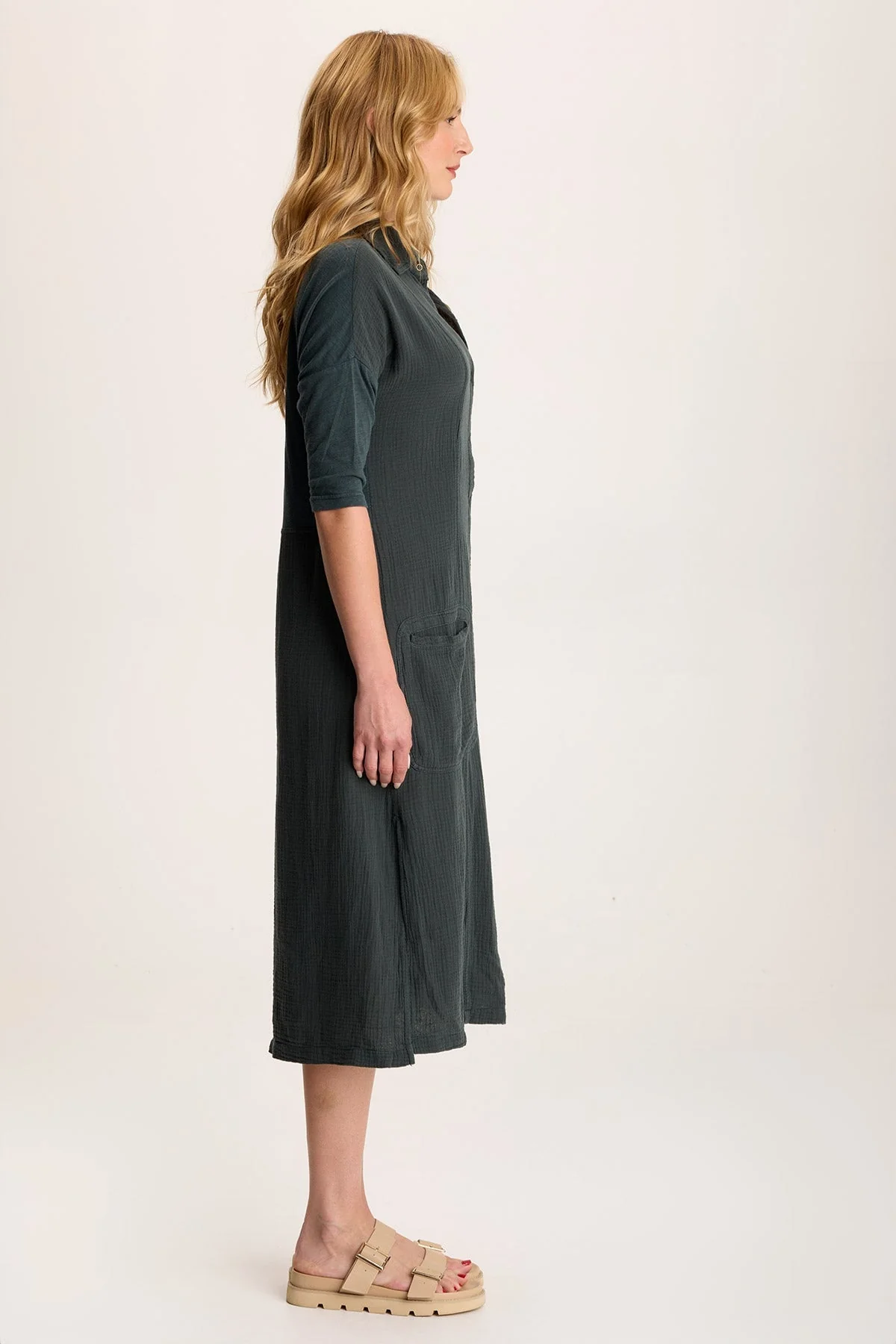 Hogue Gauze Duster Dress with Snap Front - Puhuasuan