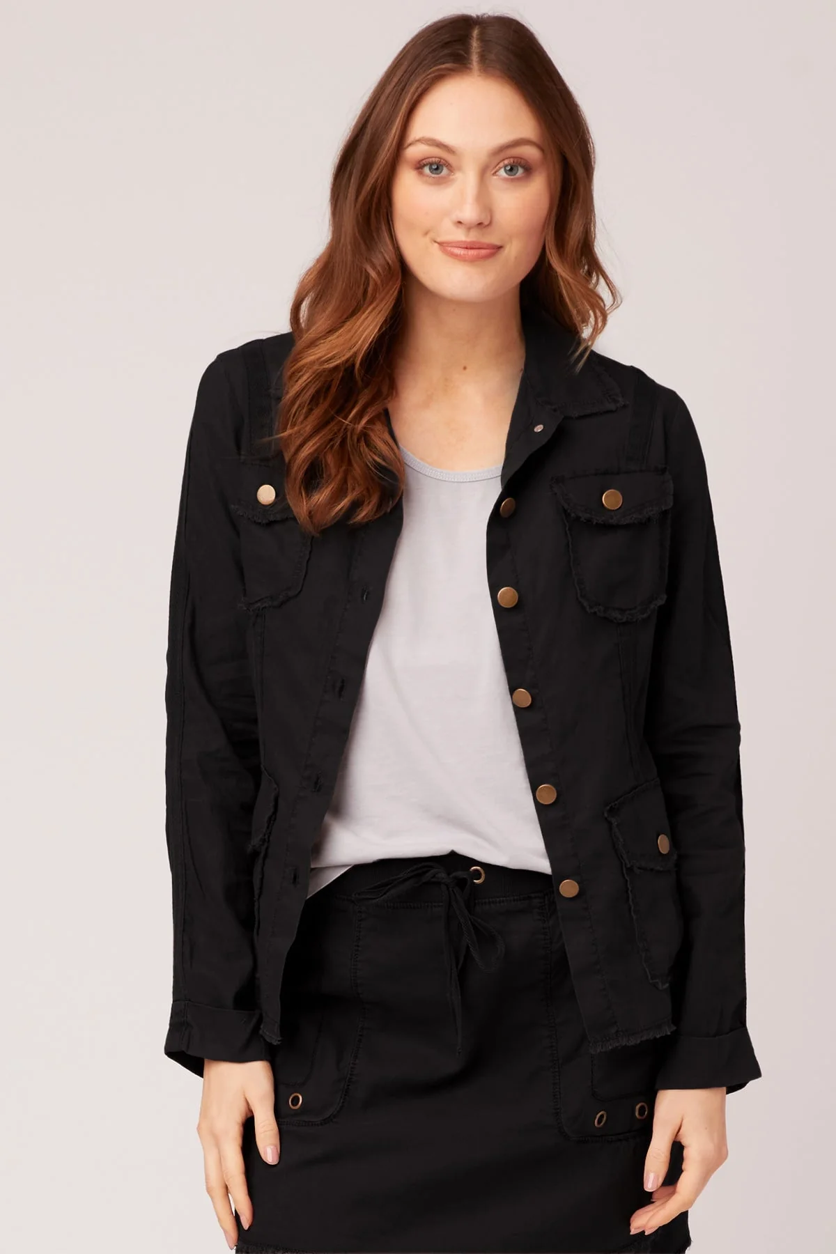 Cotton Linen Raw Edge Safari Jacket - Puhuasuan