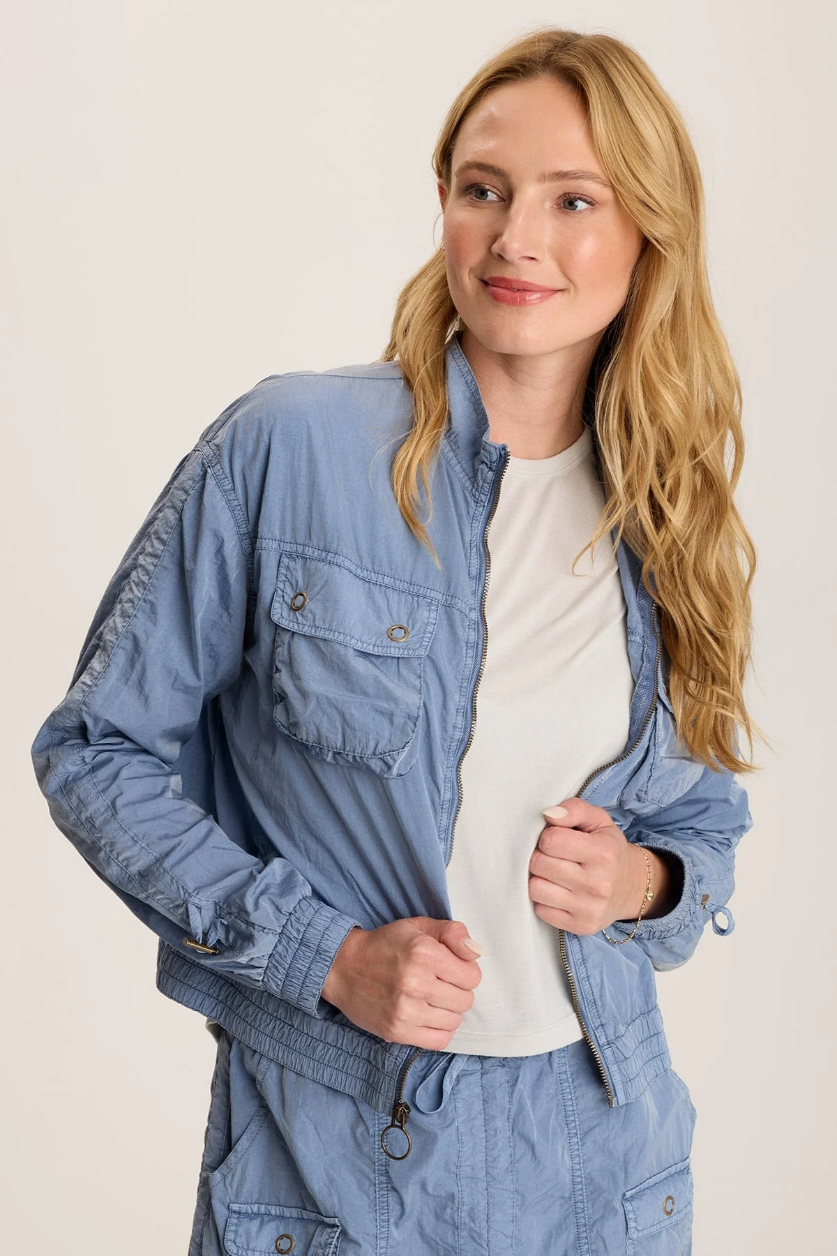 Burris Ruched Athletic Bomber Jacket - Puhuasuan