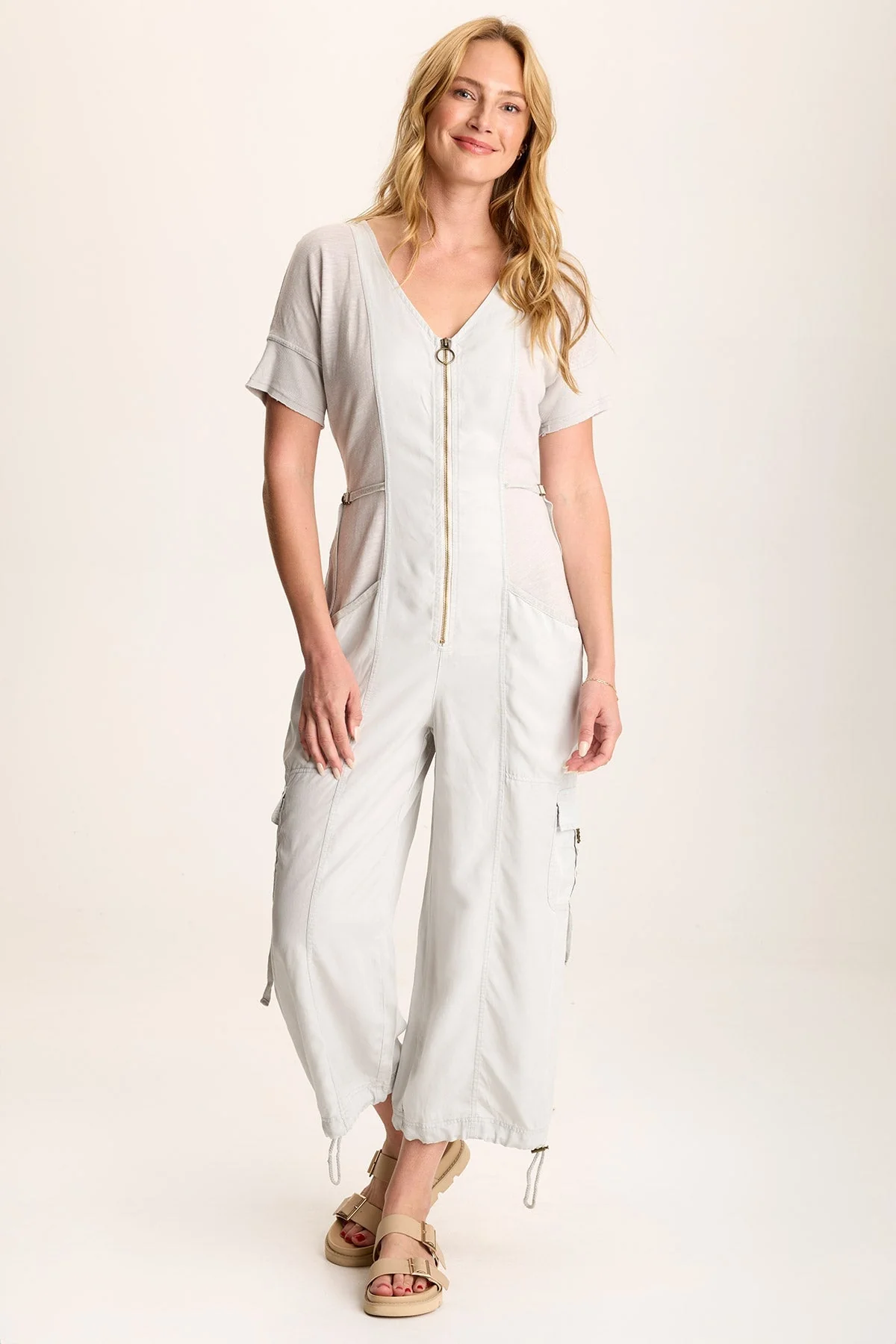 Naveen Short Sleeve Twill Banded Jumpsuit - Puhuasuan