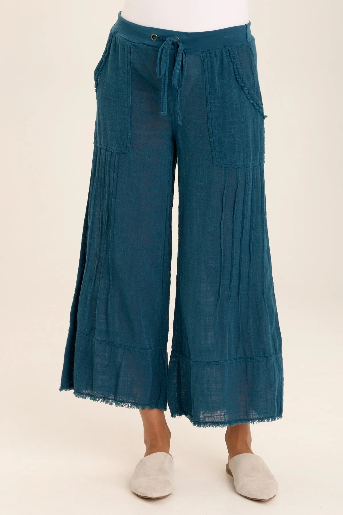 Ace Gauze Wide Leg Crop - Puhuasuan