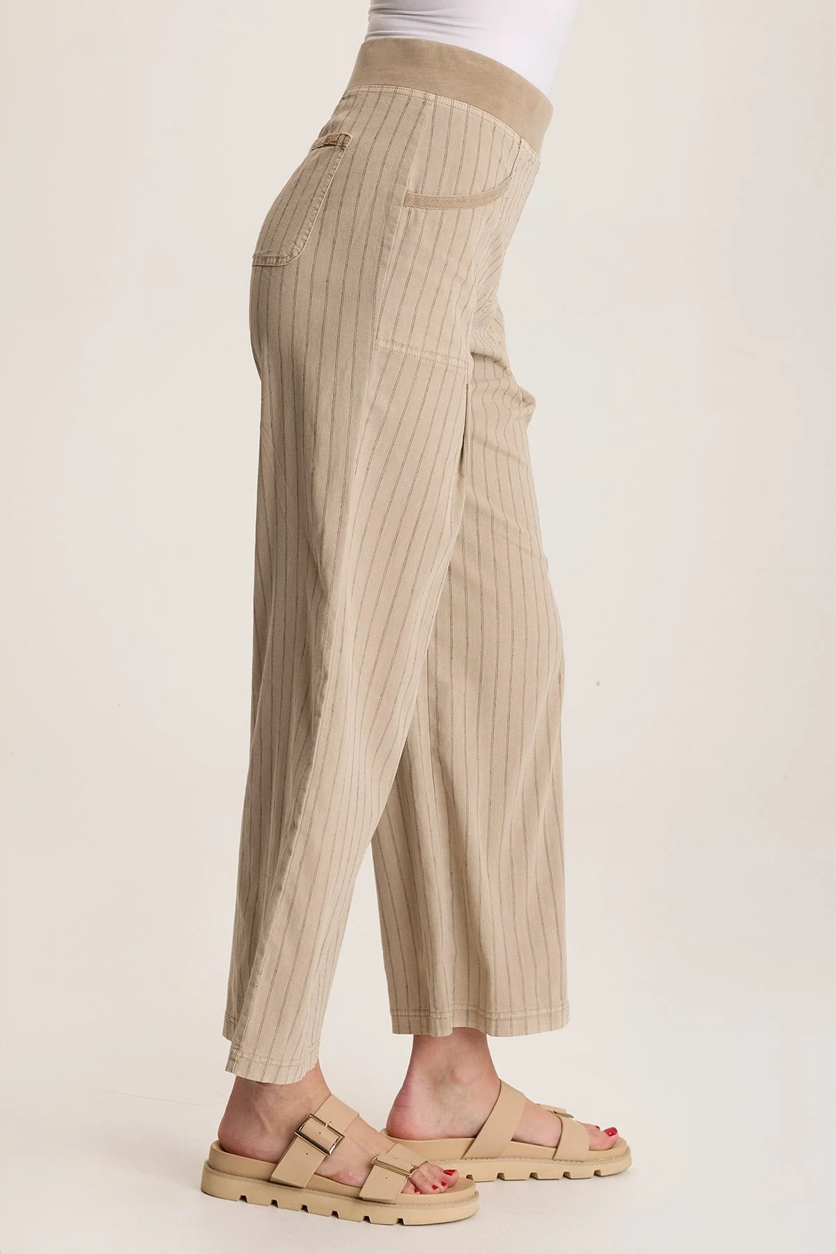 Laughlin Striped Linen Wide Leg Pant - Puhuasuan