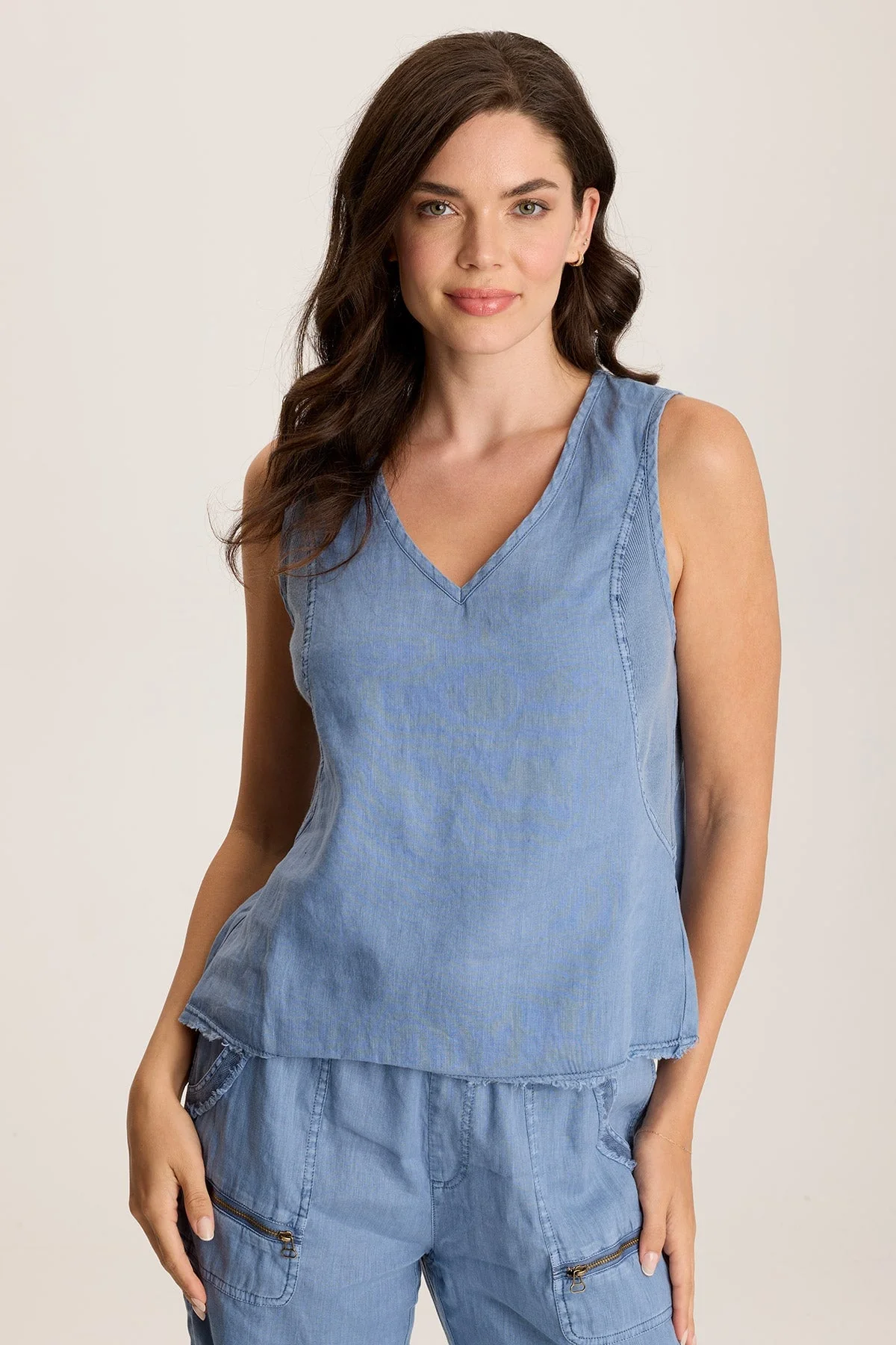 Estine Linen V-Neck Tank Top - Puhuasuan