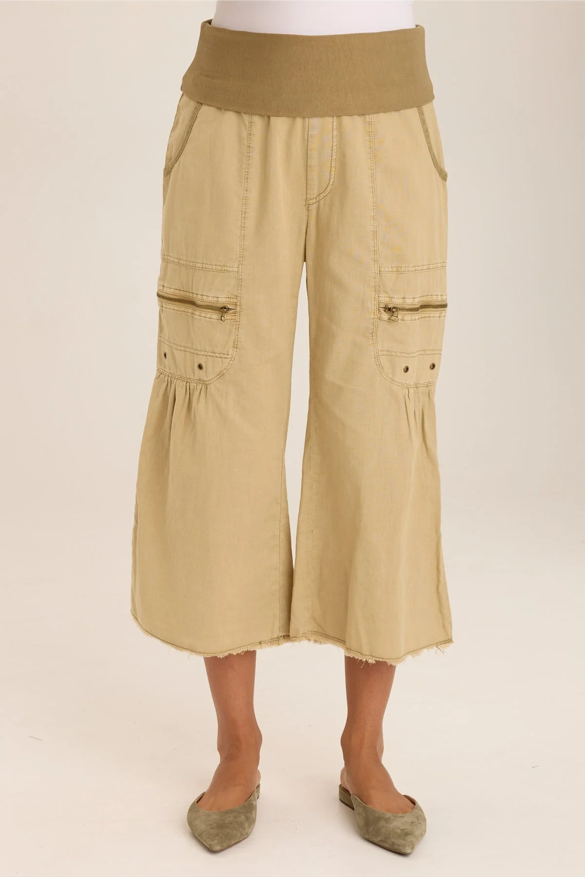 Pasqual Cotton Linen Flowy Cargo Crop - Puhuasuan