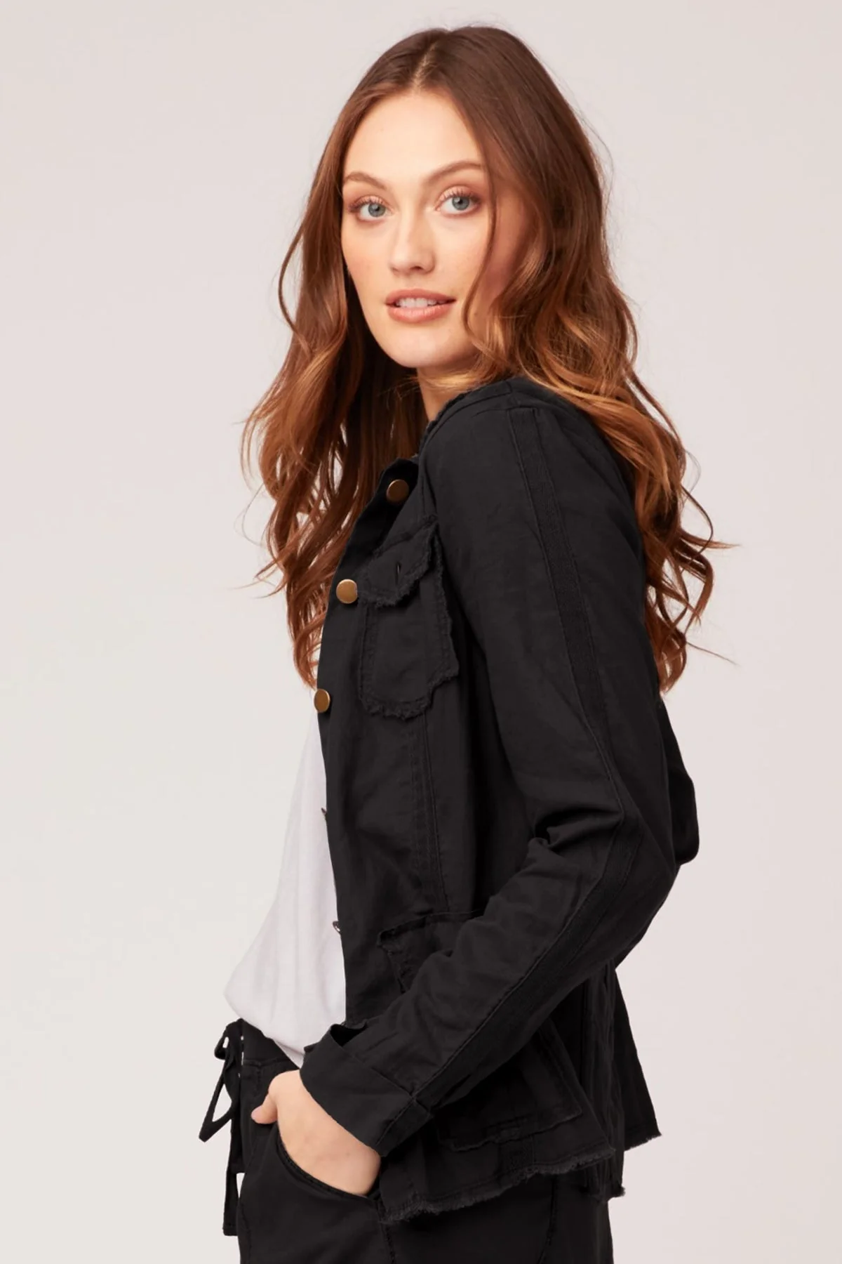 Cotton Linen Raw Edge Safari Jacket - Puhuasuan