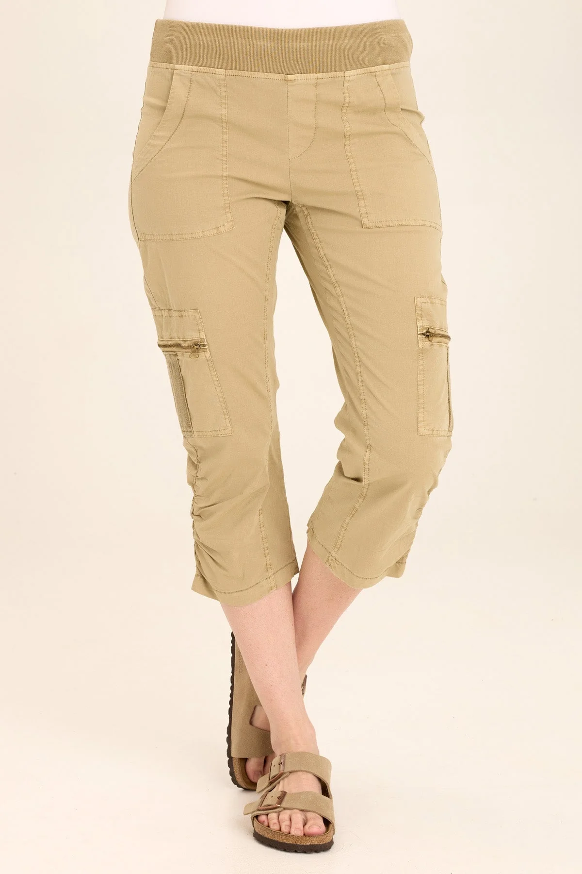 Nadia Pull-On Slim Cargo Crop - Puhuasuan