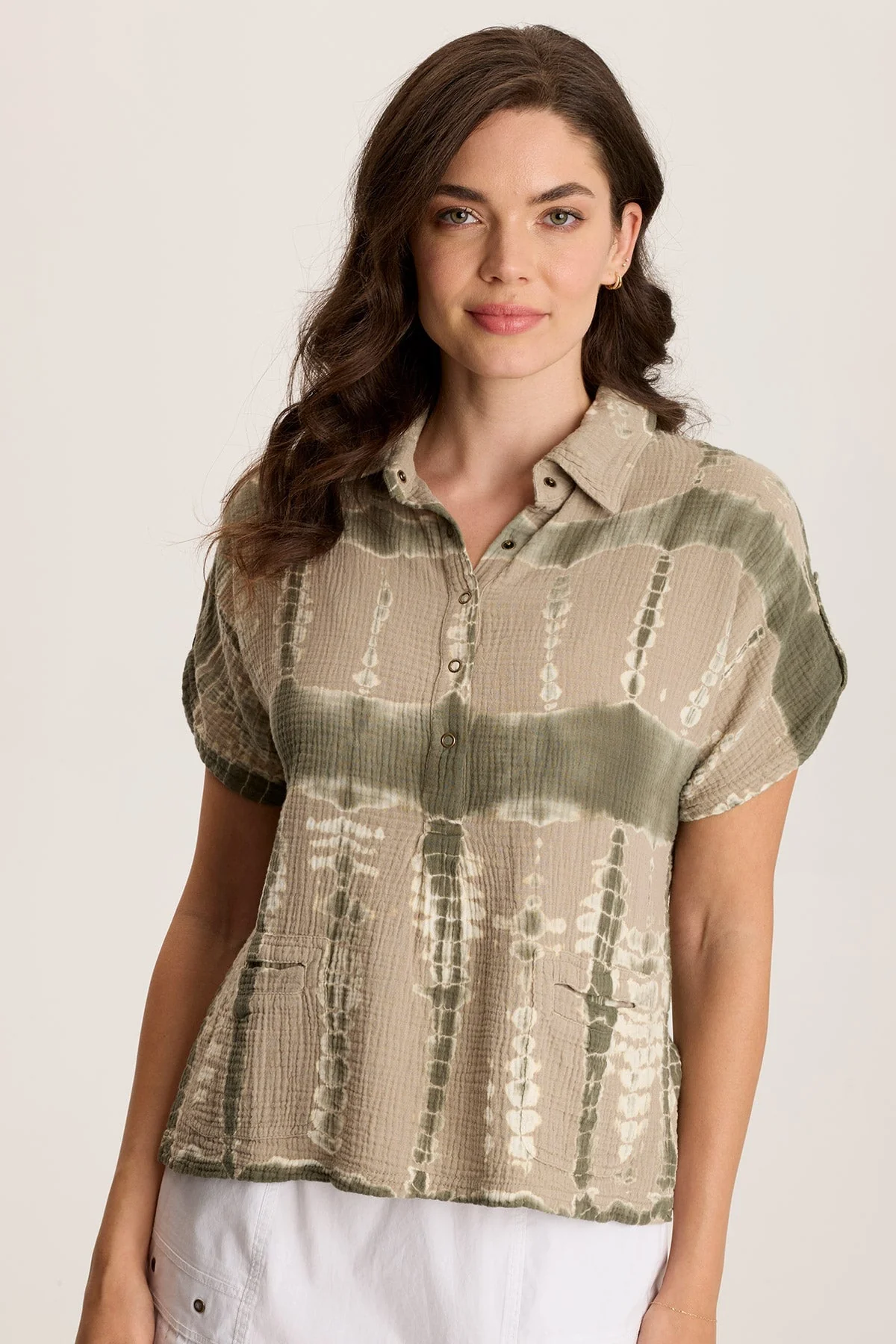 Anders Short Sleeve Collared Top - Puhuasuan