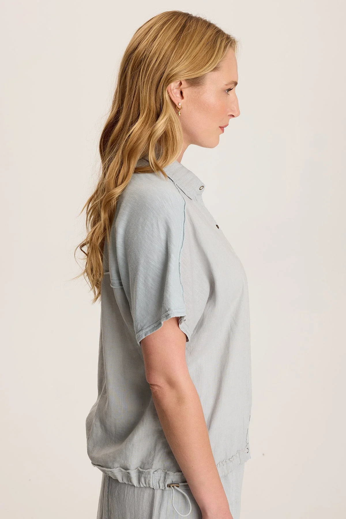 Inola Linen Cinched Button-Up Top - Puhuasuan