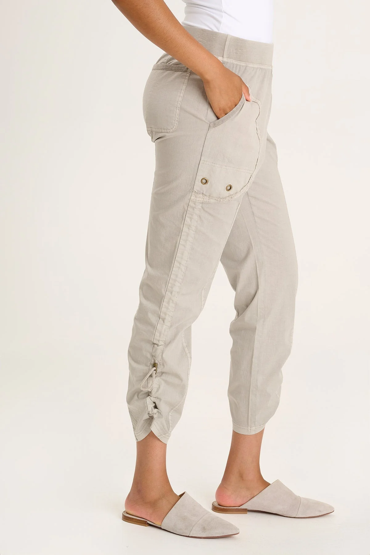 Otish Slim Poplin Crop - Puhuasuan