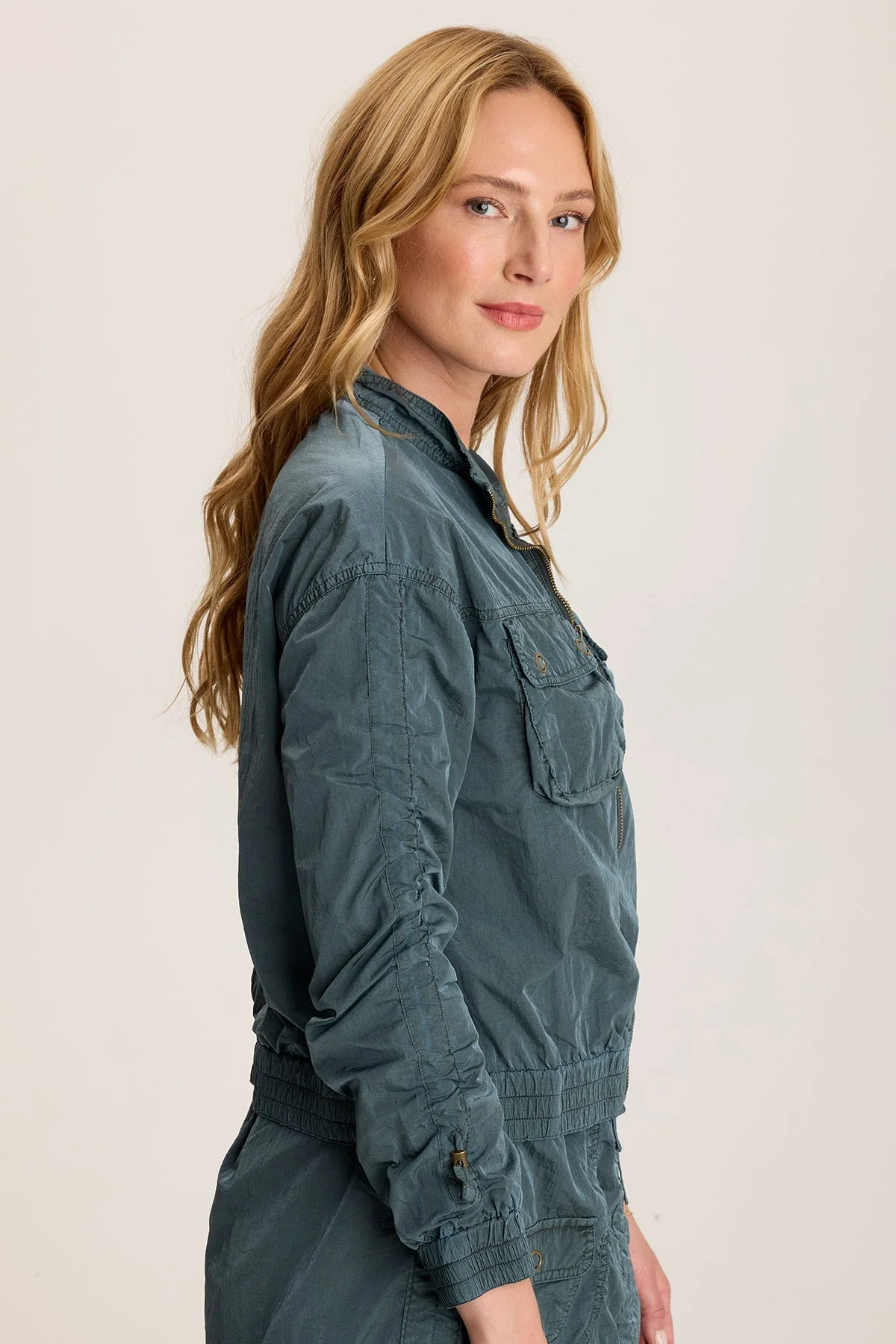 Burris Ruched Athletic Bomber Jacket - Puhuasuan